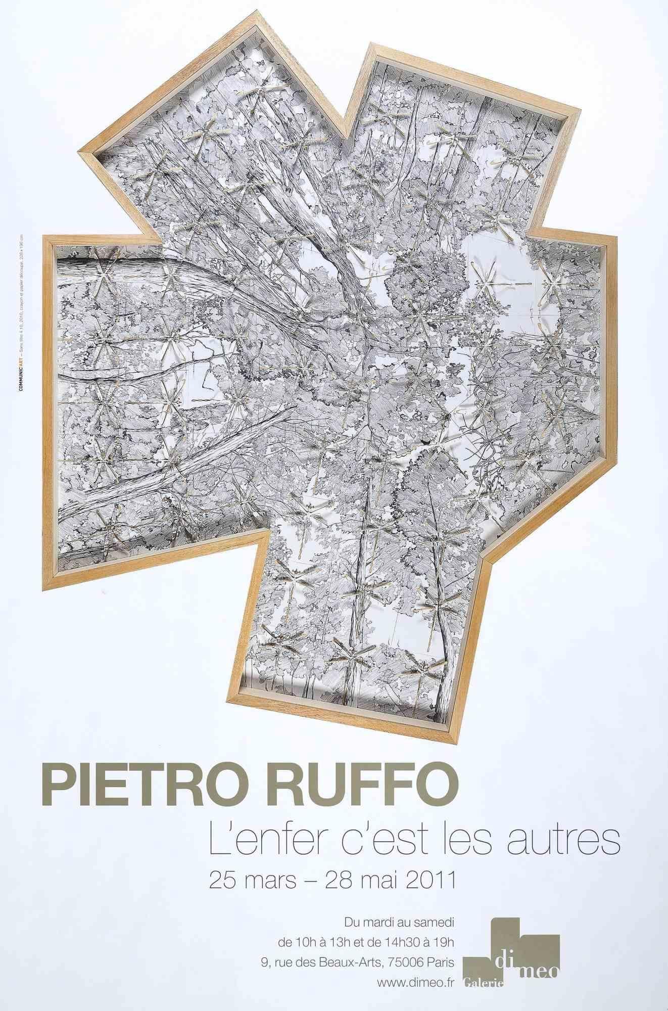 Pietro Ruffo - Exhibition Poster is an offset print realized for the exhibition by Pietro Ruffo at Galerie Di Meo in 2011.

Good conditions.