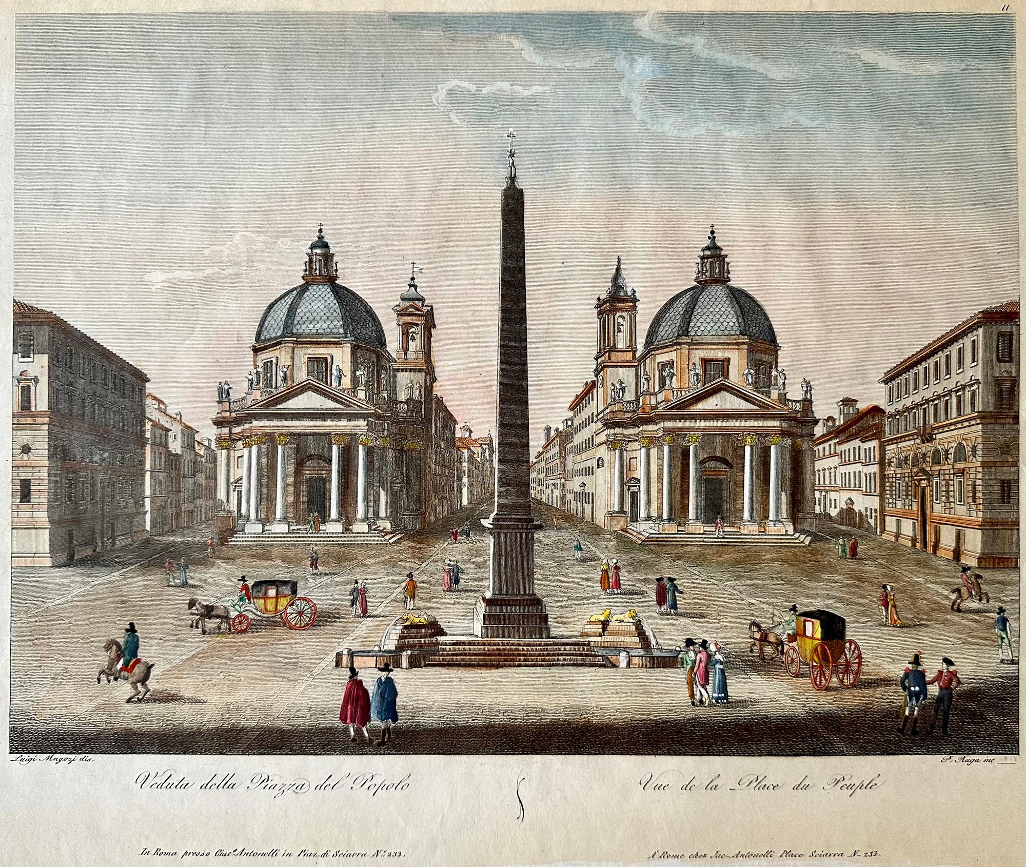 Pietro Ruga Figurative Print - Veduta della Piazza del Popolo
