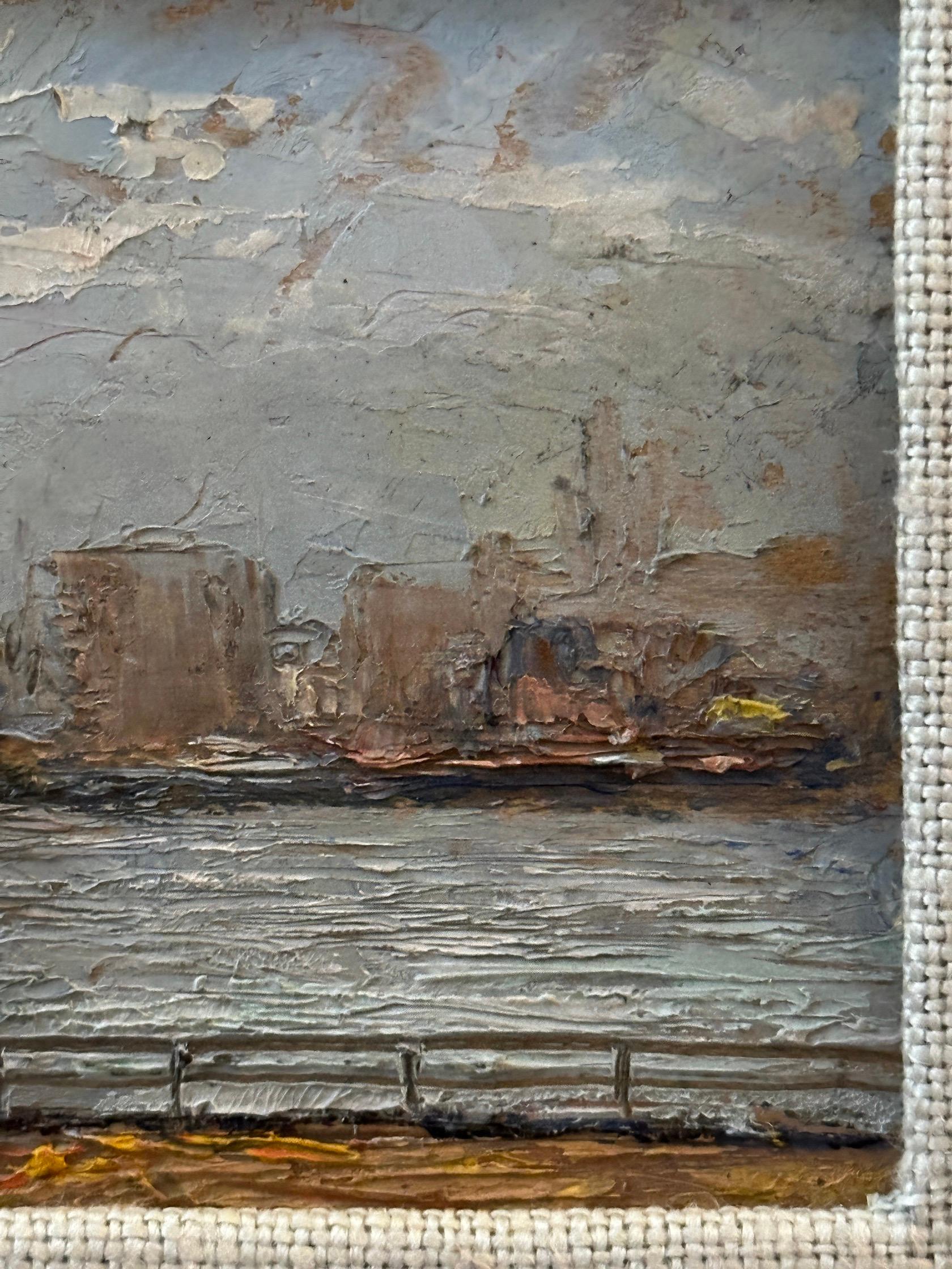 Impressionist mid century view of Hammersmith Bridge over the Thames London  For Sale 2