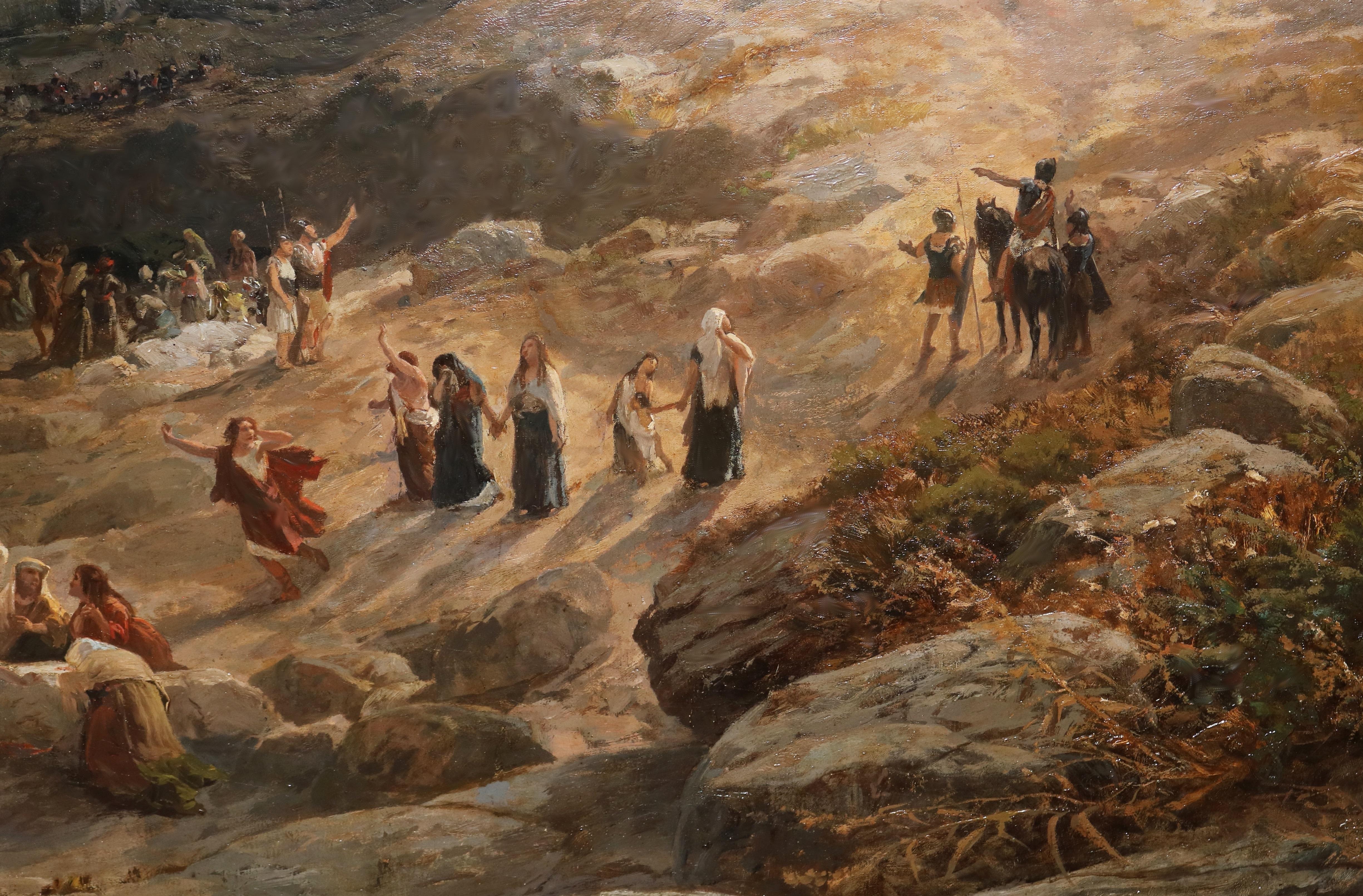 Calvary - Spektakuläres italienisches Ölgemälde der Jerusalemer Kreuzigung aus dem 19. Jahrhundert 5