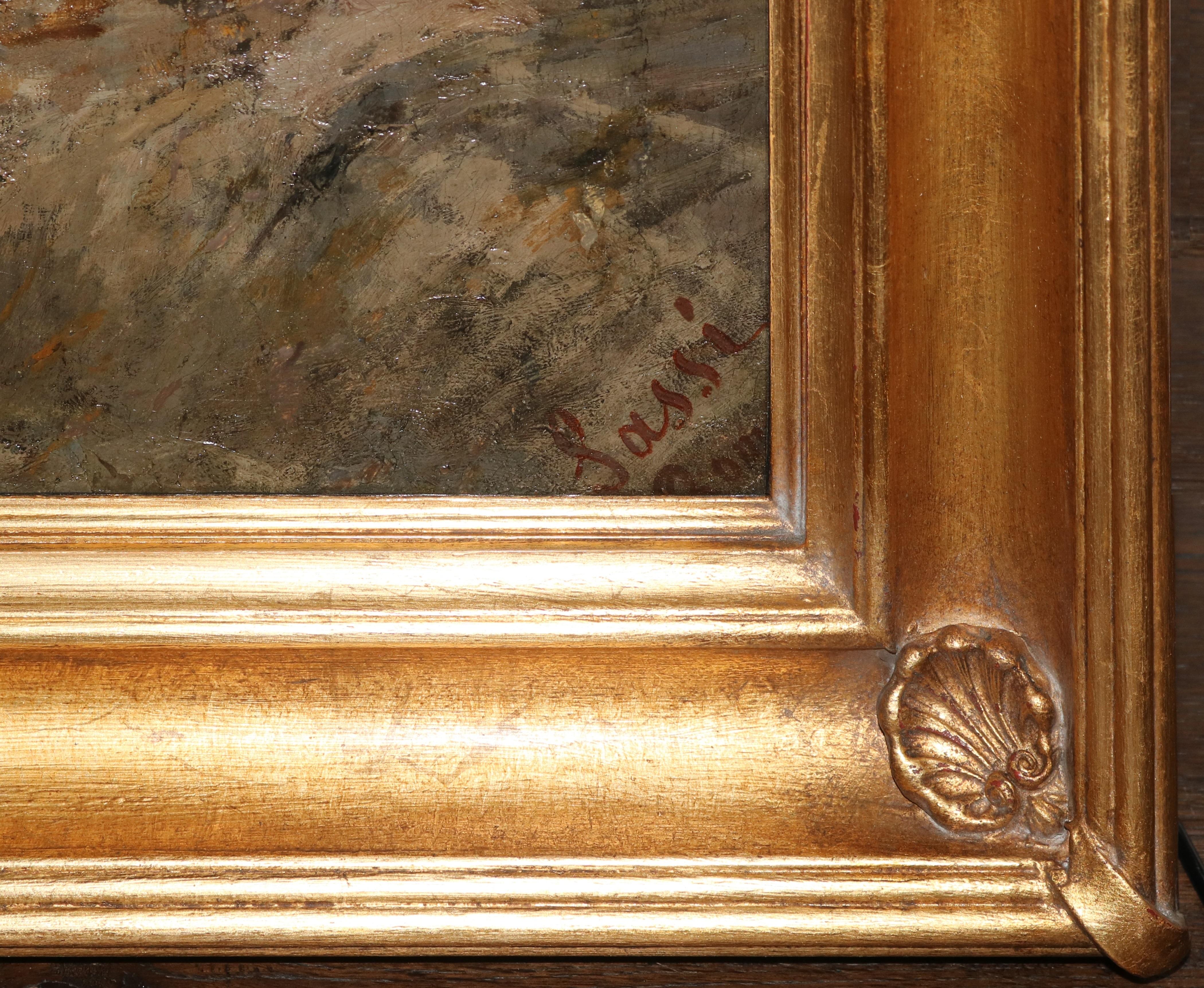Spettacolare dipinto a olio del XIX secolo raffigurante Gerusalemme e la Crocifissione in vendita 7