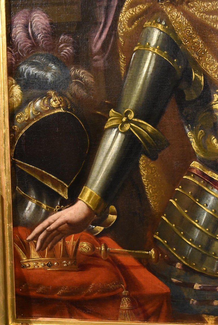 St. Louis Louis IX King France Sorri Paint Oil on canvas Old master 17thCentury  For Sale 8