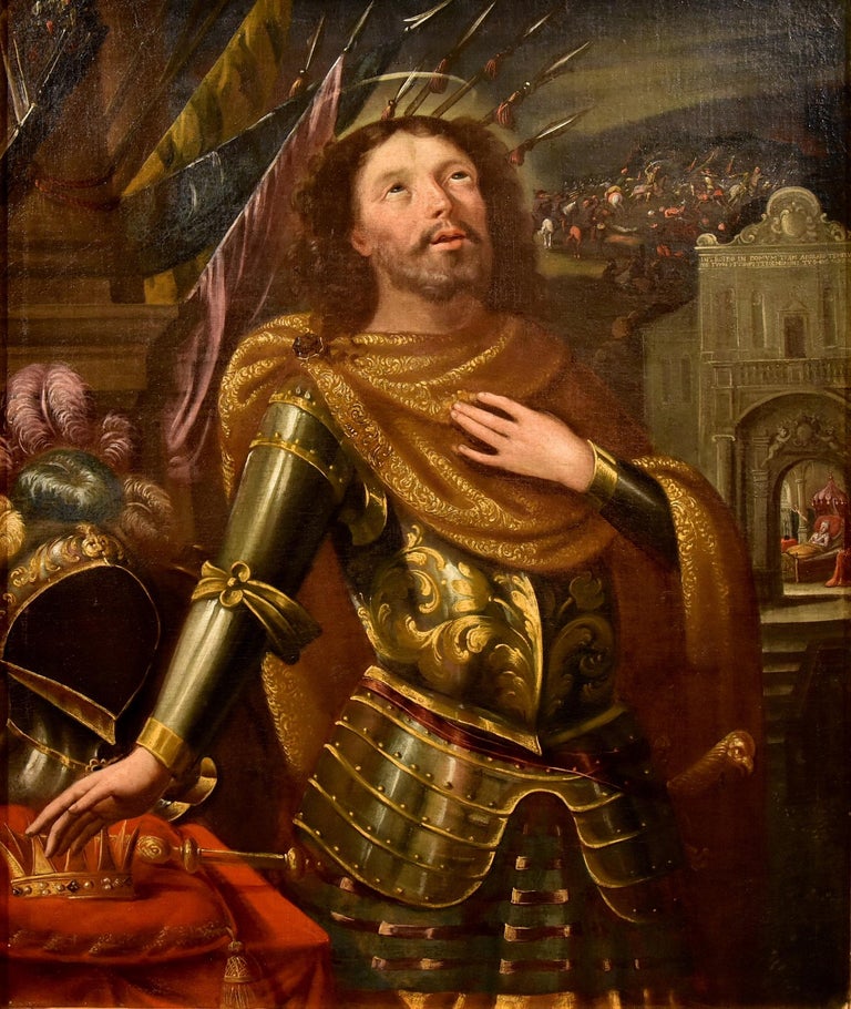 St. Louis Louis IX King France Sorri Paint Oil on canvas Old master 17thCentury  - Painting by Pietro Sorri (San Gusmè, Siena, 1556-Siena, 1622)