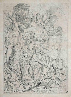 Scène sacrée - gravure originale d'après Pietro Testa - début du 18ème siècle