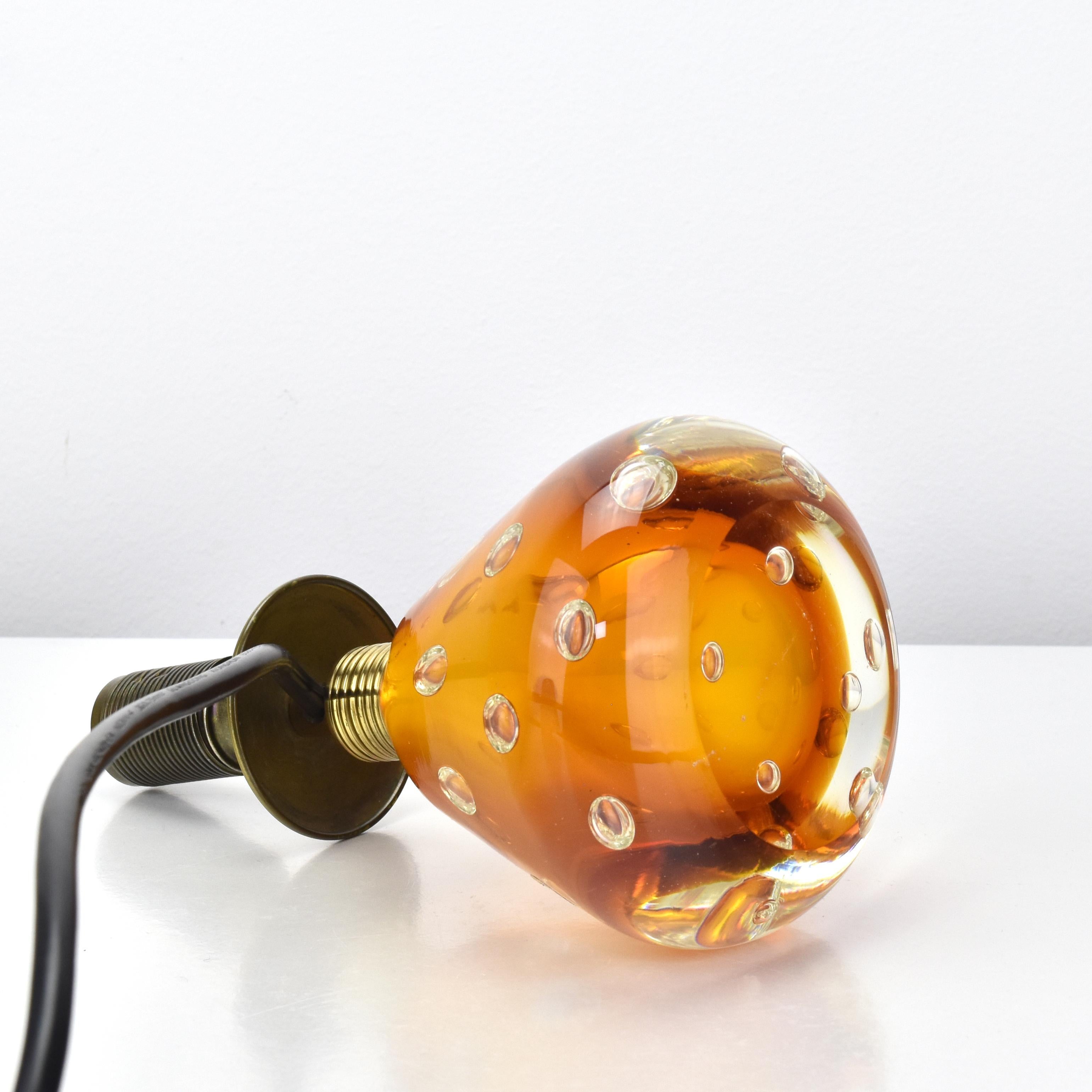 Pietro Toso for Fratelli Toso Murano Sommerso Amber Art Glass Table Lamp 1950s en vente 3