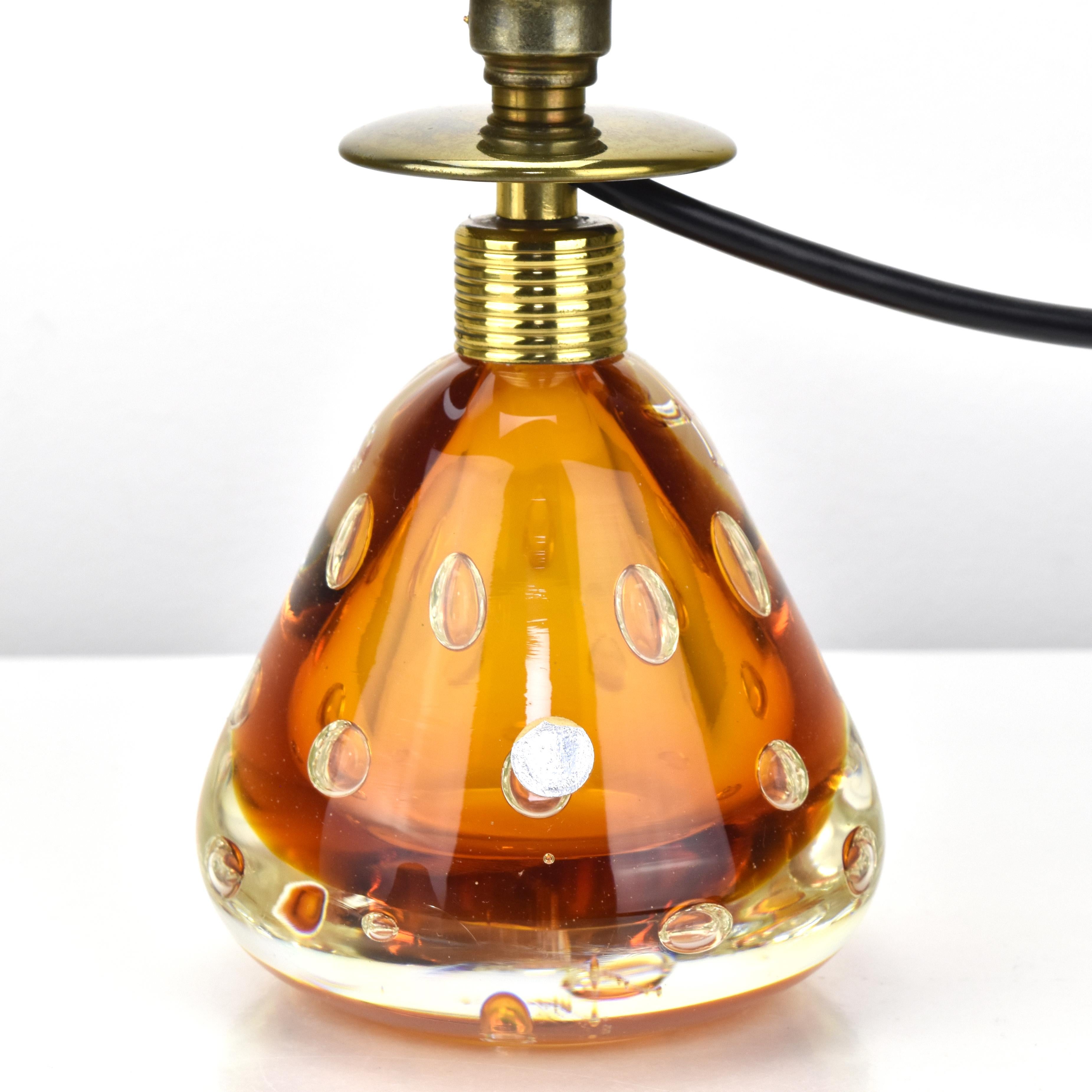 Pietro Toso for Fratelli Toso Murano Sommerso Amber Art Glass Table Lamp 1950s In Good Condition For Sale In Bad Säckingen, DE