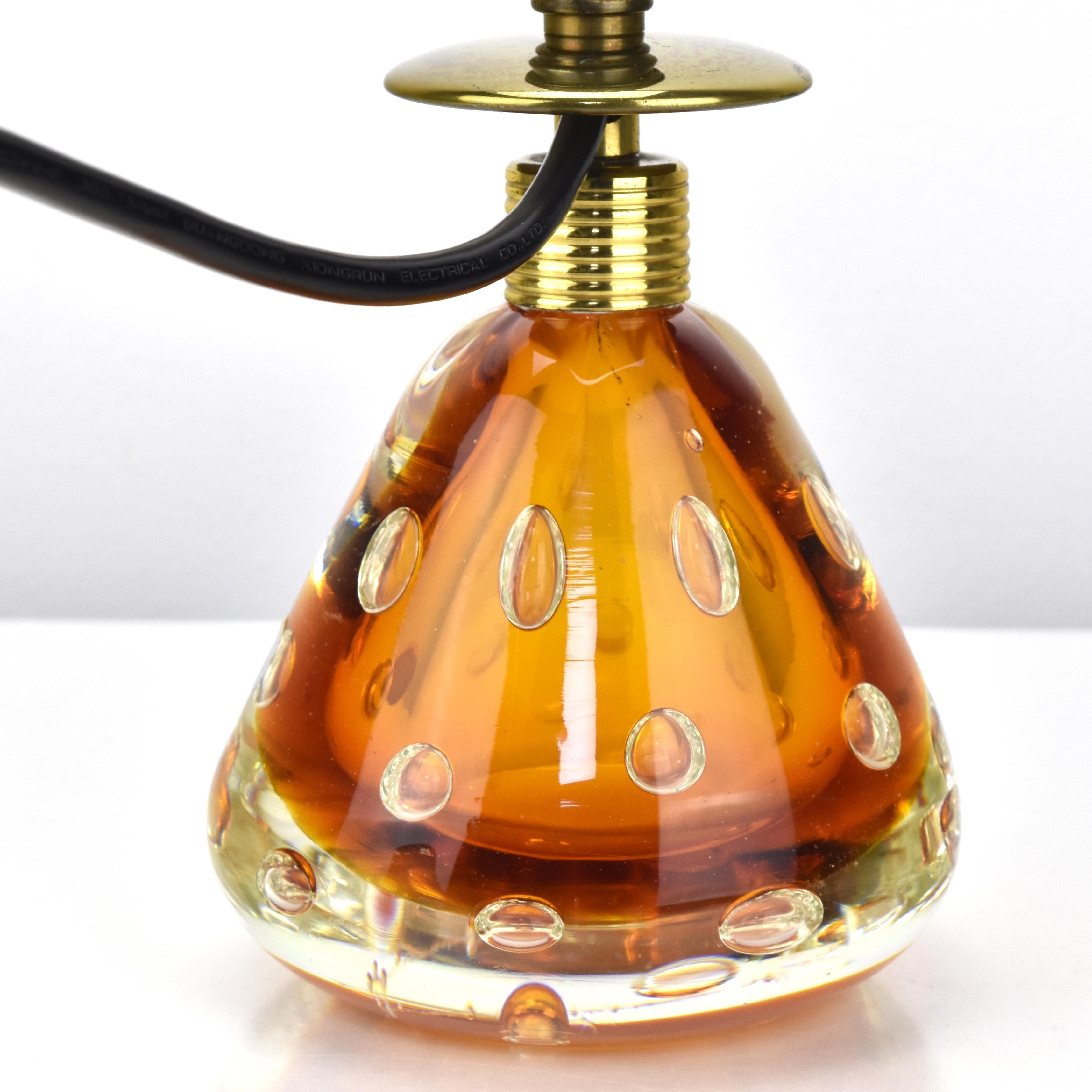Milieu du XXe siècle Pietro Toso for Fratelli Toso Murano Sommerso Amber Art Glass Table Lamp 1950s en vente