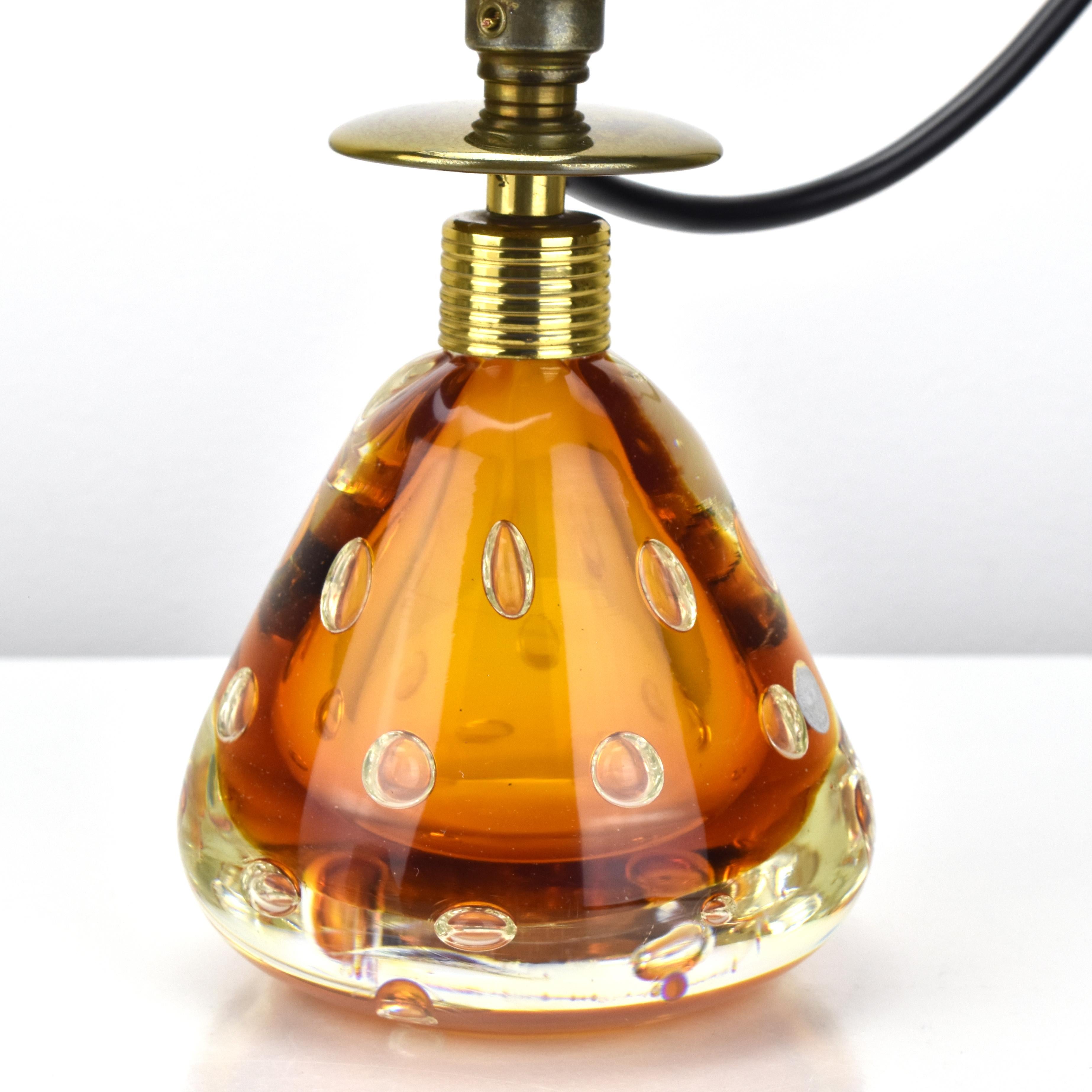 Pietro Toso for Fratelli Toso Murano Sommerso Amber Art Glass Table Lamp 1950s en vente 1