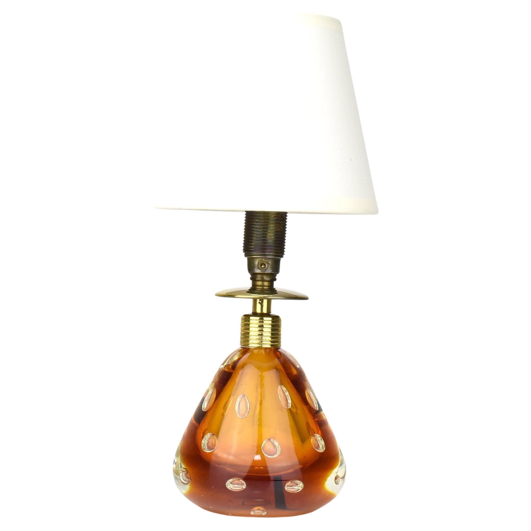 Pietro Toso for Fratelli Toso Murano Sommerso Amber Art Glass Table Lamp 1950s For Sale