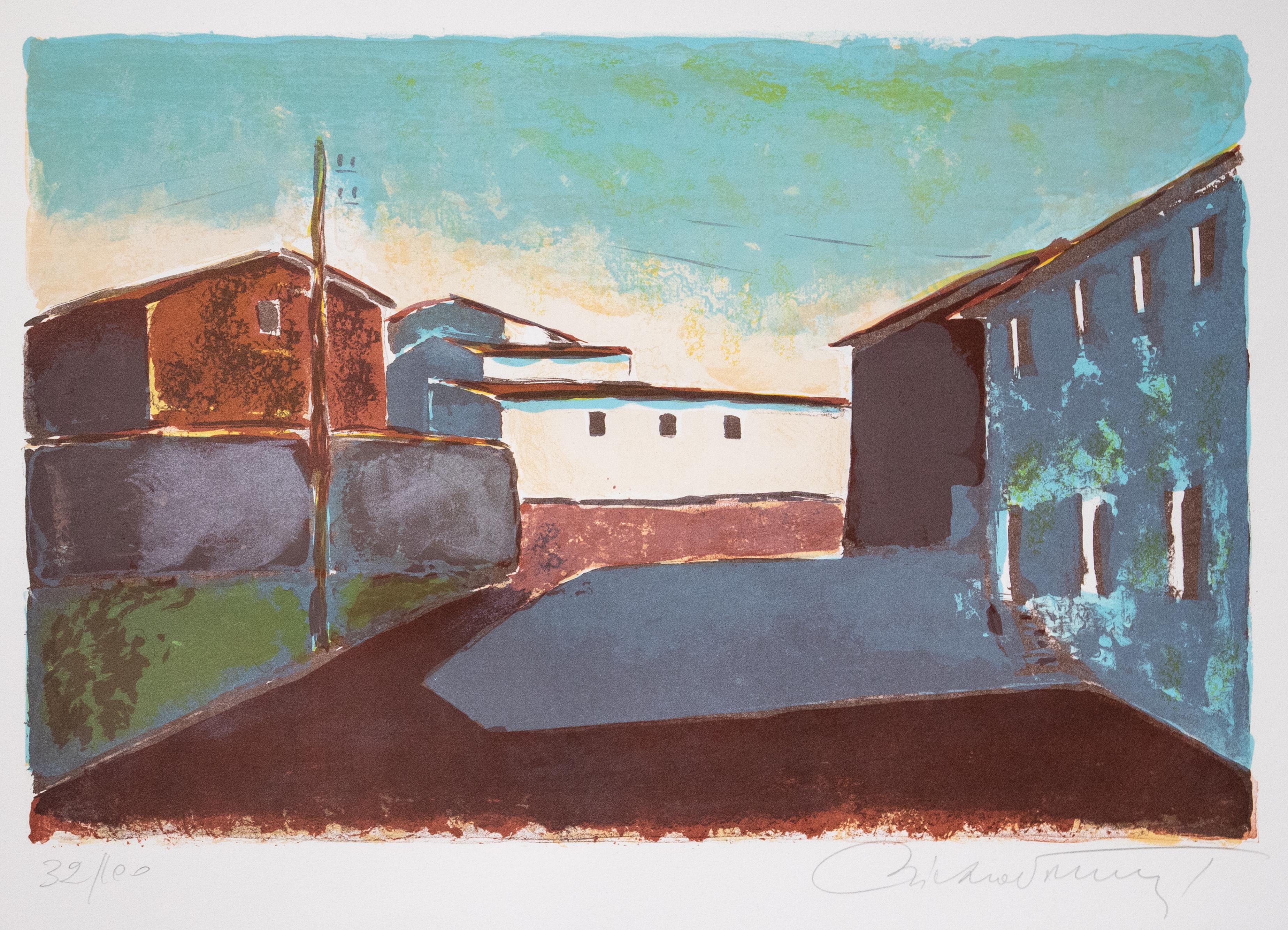 Paesaggio - Litografia di Pietro Vanni - 1970 ca. in vendita 1