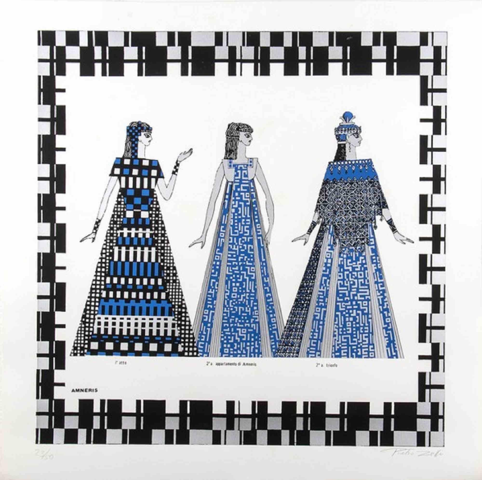 Amneris - Litografia di Pietro Zuffi - Fine XX secolo