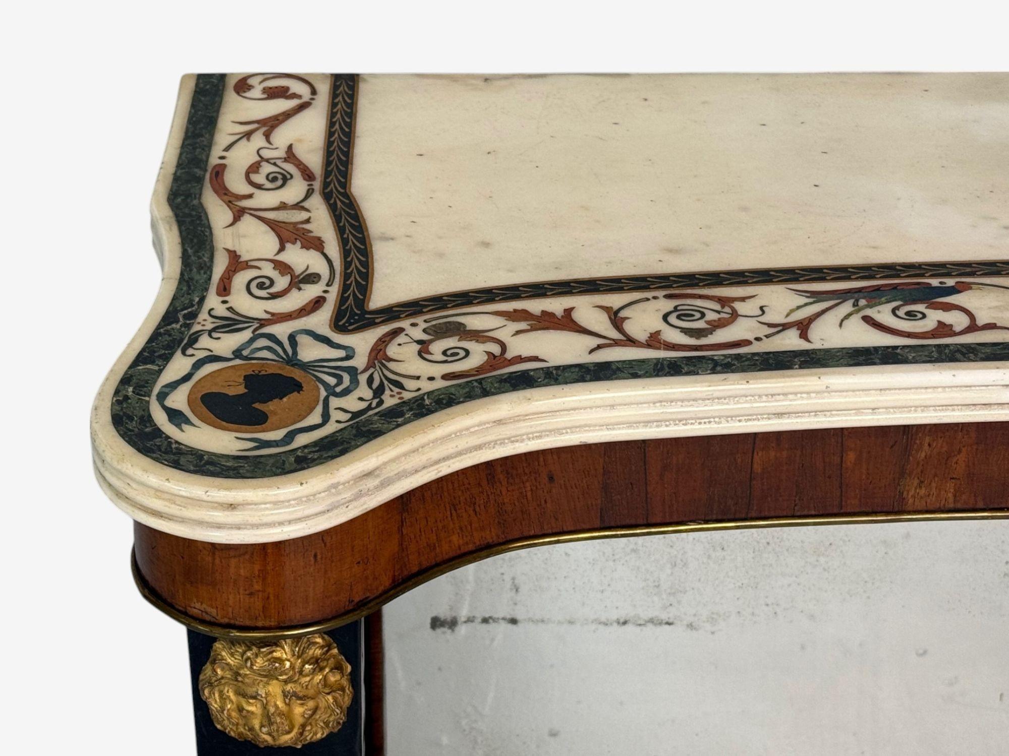 Pietto Bossi attr, Scagliola Marble, Giltwood, Mirrored Consoles, Italy, 18th c For Sale 8