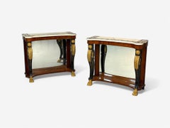 Pietto Bossi attr, Scagliola Marble, Giltwood, Mirrored Consoles, Italy, 18th c