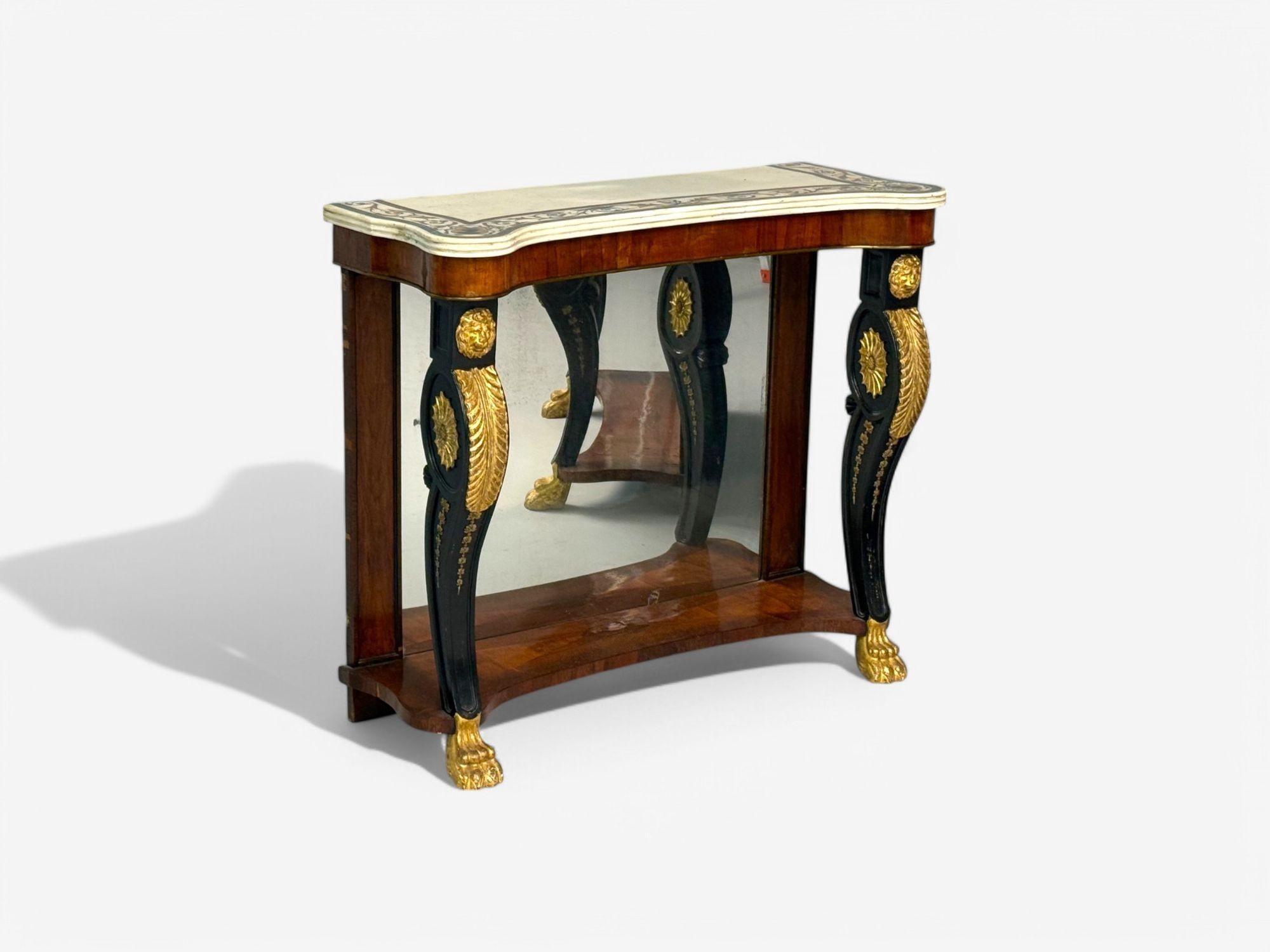 Pietto Bossi attr, Scagliola Marble, Giltwood, Mirrored Consoles, Italy, 18th c For Sale 2