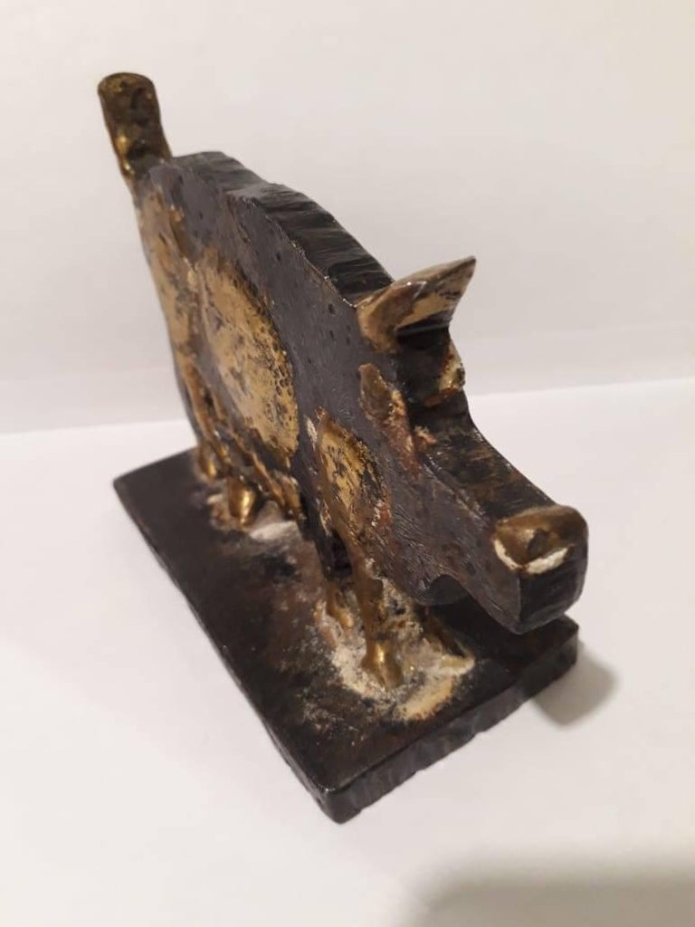 Pal Kepenyes. Pig. Brutalist iron and bronze sculpture For Sale 2
