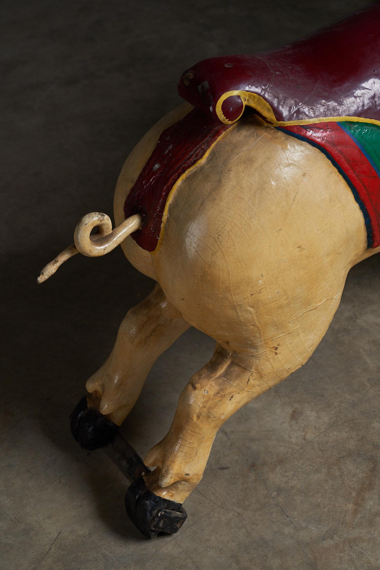 Hand-Carved Pig Carved Wooden Carousel Figure: Antique For Sale