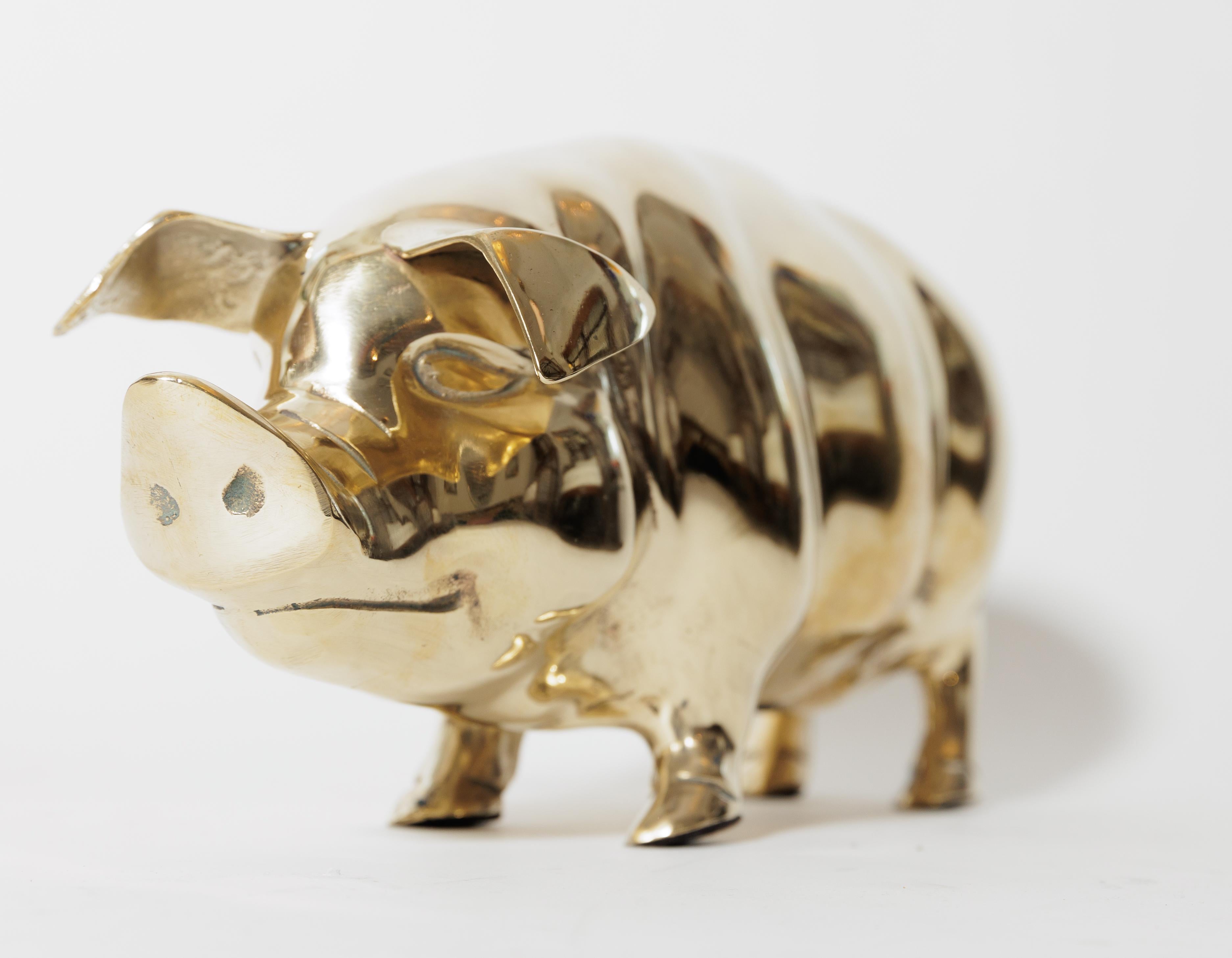 20th Century Pig Form Brass Bank