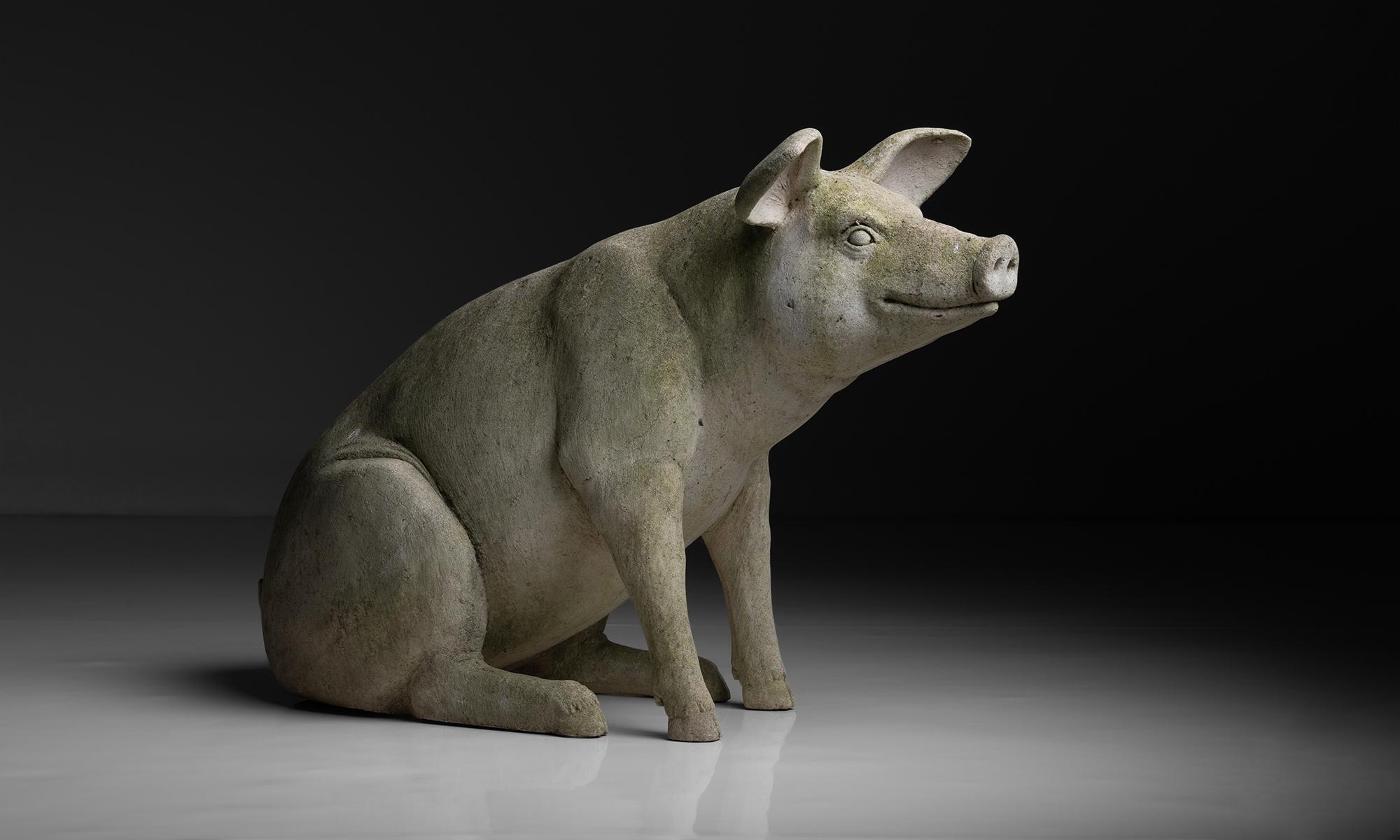Pig Garden Sculpture

England circa 1950

Cast Fiberglass sculpture of a pig, with weathered surface.

18”W x 47”D x 31”H.