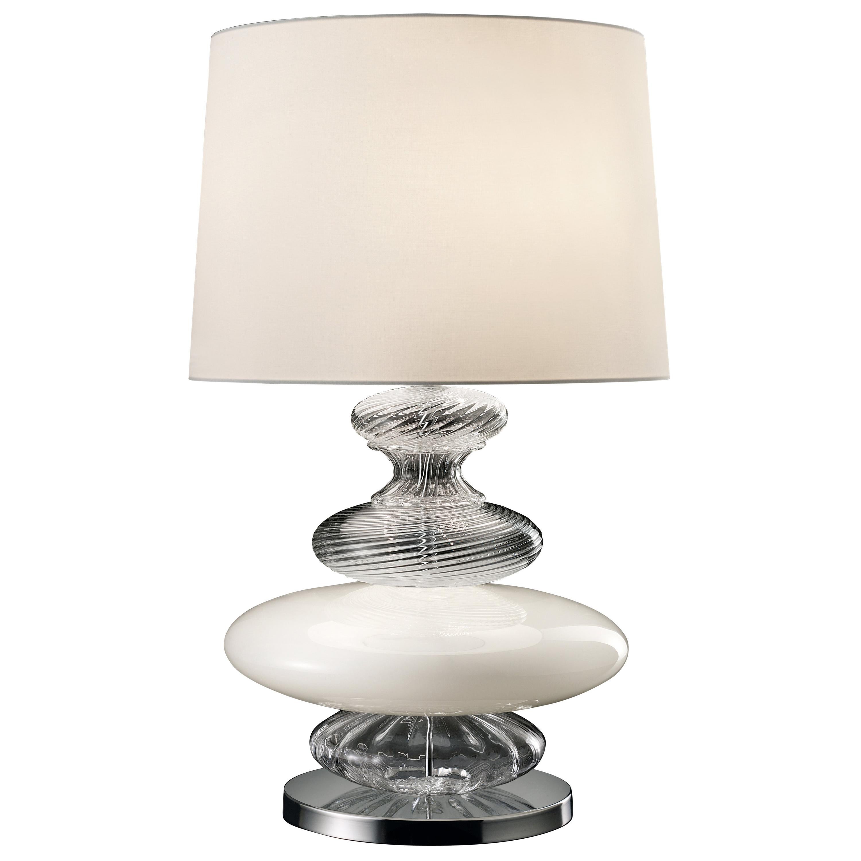 WhiteCrystal Glass, White Shade Barovier & Toso Amsterdam Table Lamp