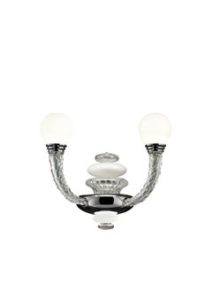 Pigalle 5680 02 Wall Sconce in White/Crystal Glass, by Barovier&Toso