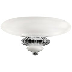 Pigalle 5688 Ceiling Lamp in White/Crystal Glass, by Barovier&Toso