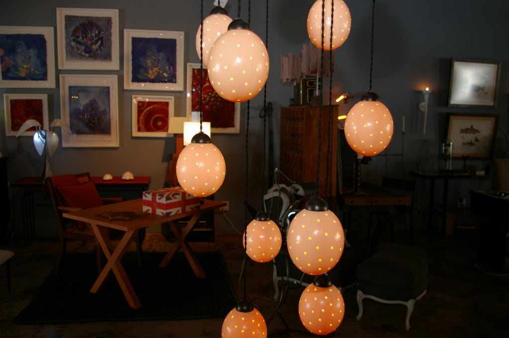 Pigalle Ostrich Eggs Chandelier by Bourgeois Boheme Atelier In Excellent Condition For Sale In Los Angeles, CA