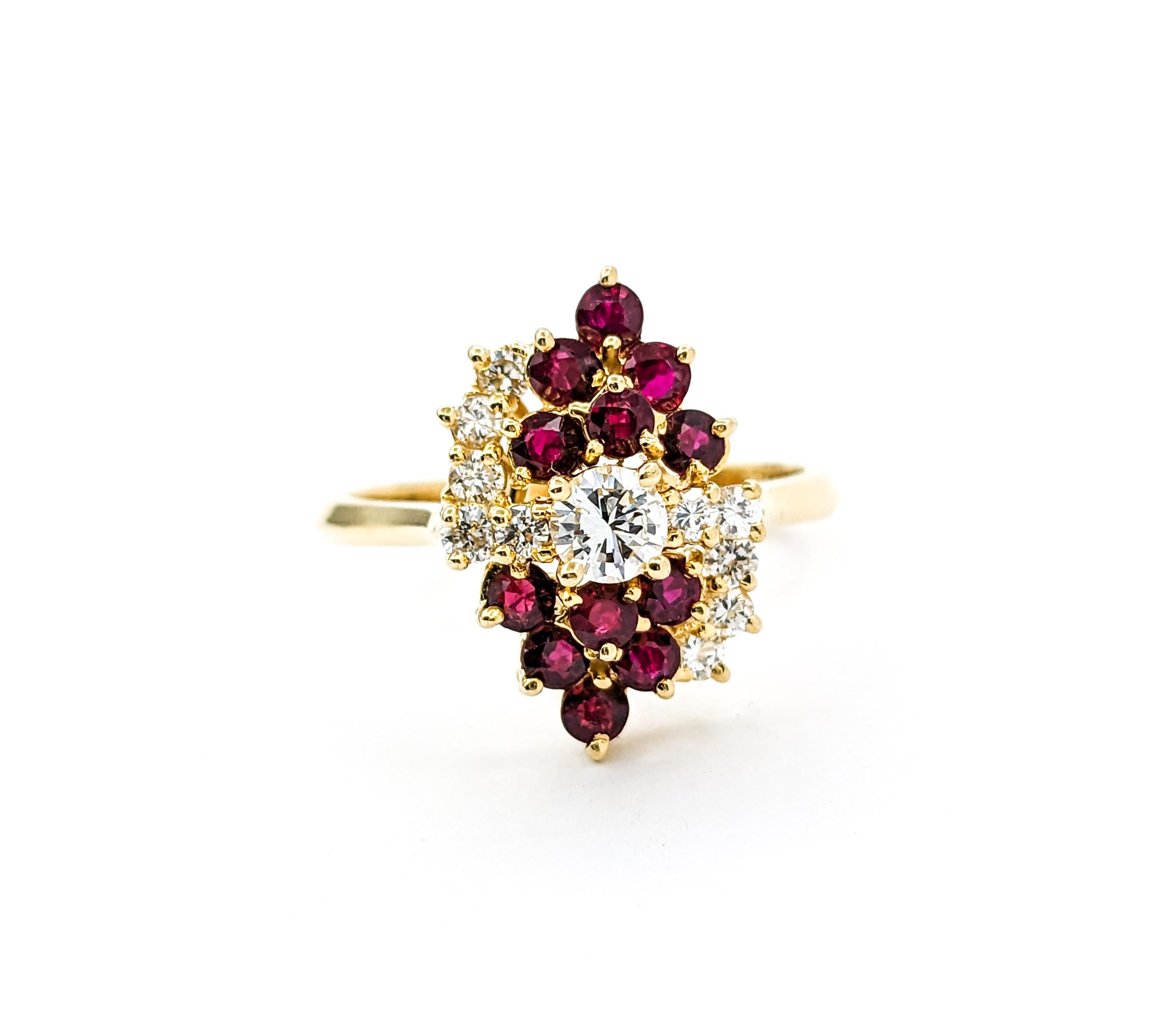 Anillo Cascada de Rubí Rojo Sangre de Paloma y Diamante en venta 4