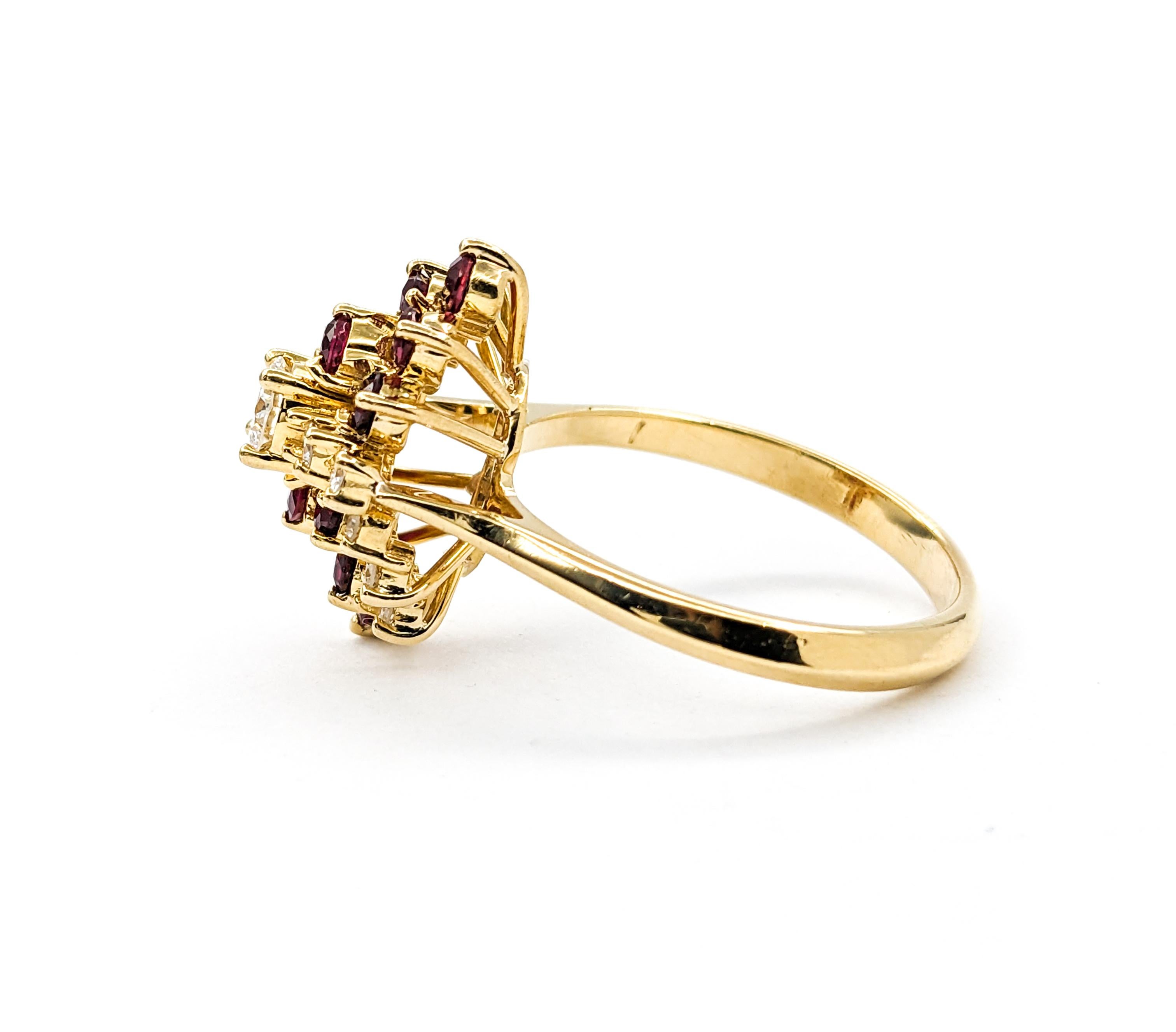 Anillo Cascada de Rubí Rojo Sangre de Paloma y Diamante en venta 1