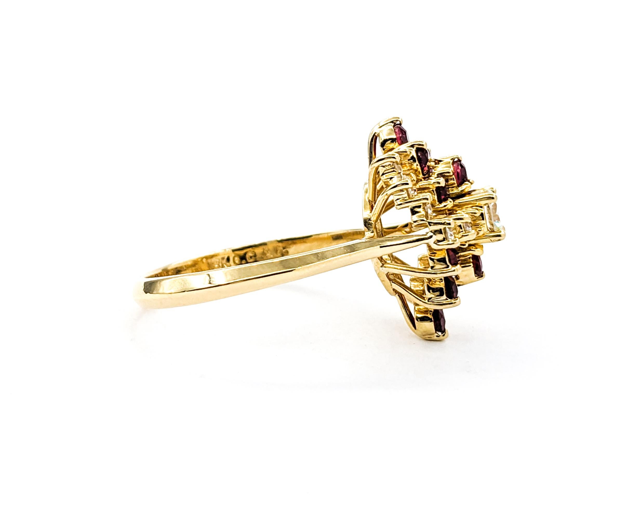 Anillo Cascada de Rubí Rojo Sangre de Paloma y Diamante en venta 3