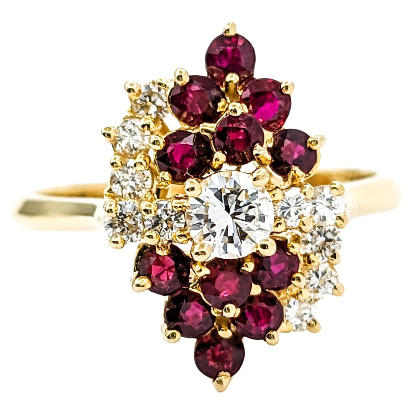 Anillo Cascada de Rubí Rojo Sangre de Paloma y Diamante en venta