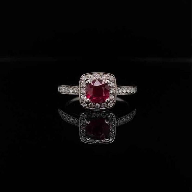 For Sale:  Pigeon Blood Red Ruby Halo Vintage Wedding Ring Antique Eternity for Her 4