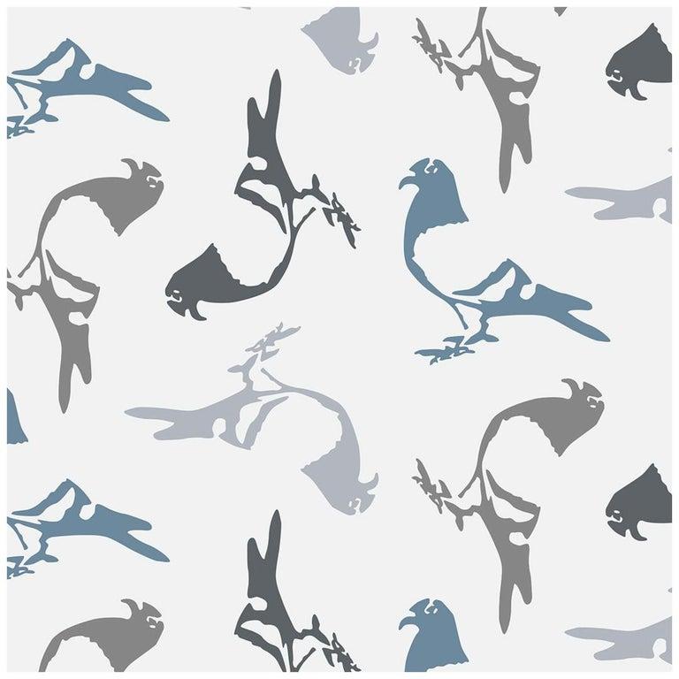 Pigeon Designer-Tapete aus Schiefer 'Kohlegrau, Blau, Anthrazit und Blassgrau' im Zustand „Neu“ im Angebot in Brooklyn, NY
