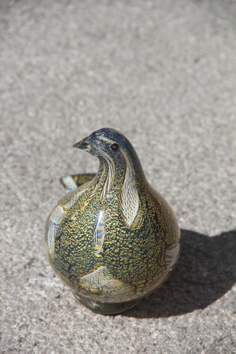 Pigeon Murano-Kunstglas Grün Gold Weiß Blau Zanfirico AVEM Design, 1960er Jahre (Muranoglas) im Angebot
