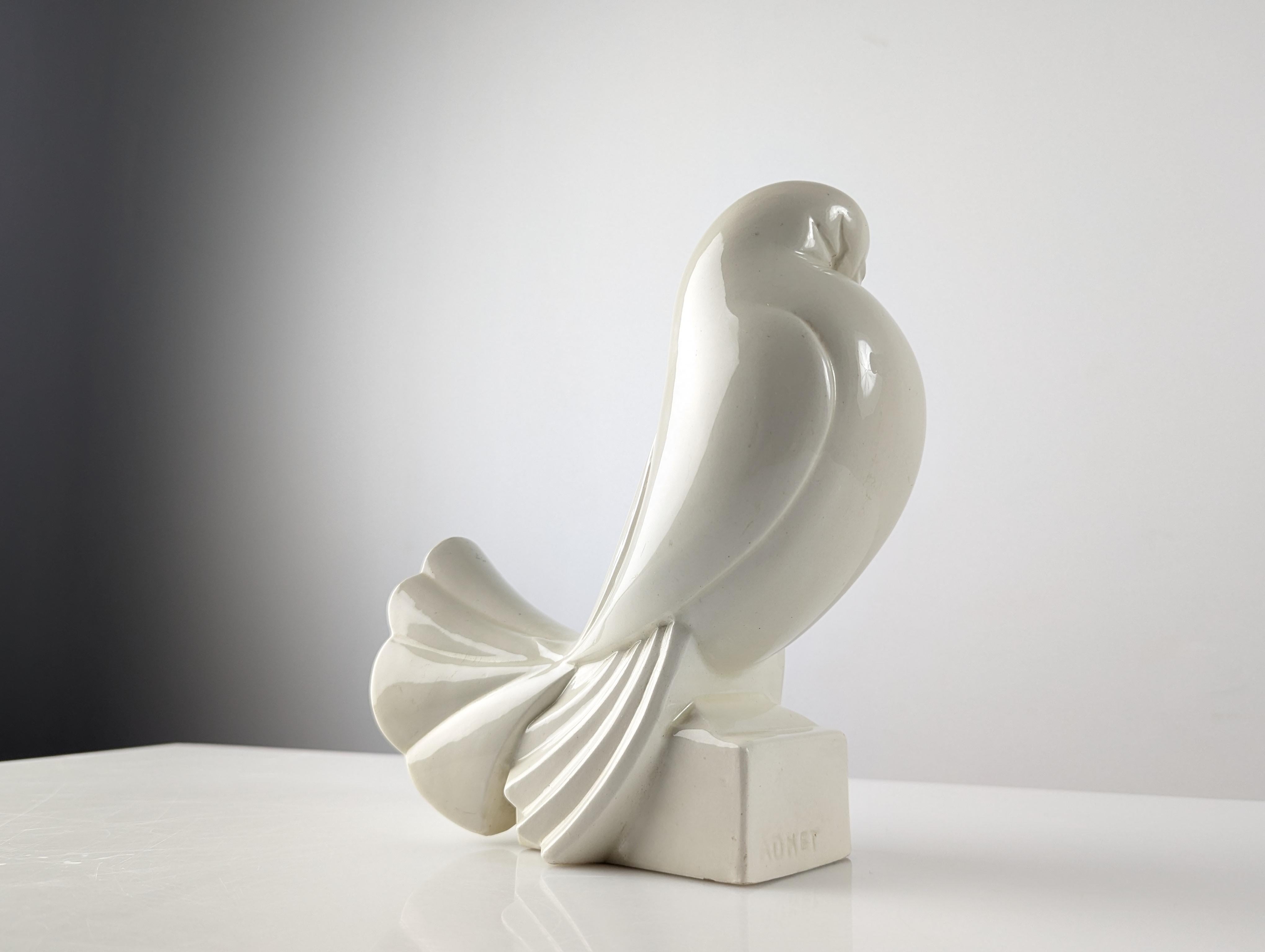 French Pigeon Sculpture by Jacques Adnet 1920s For Sale