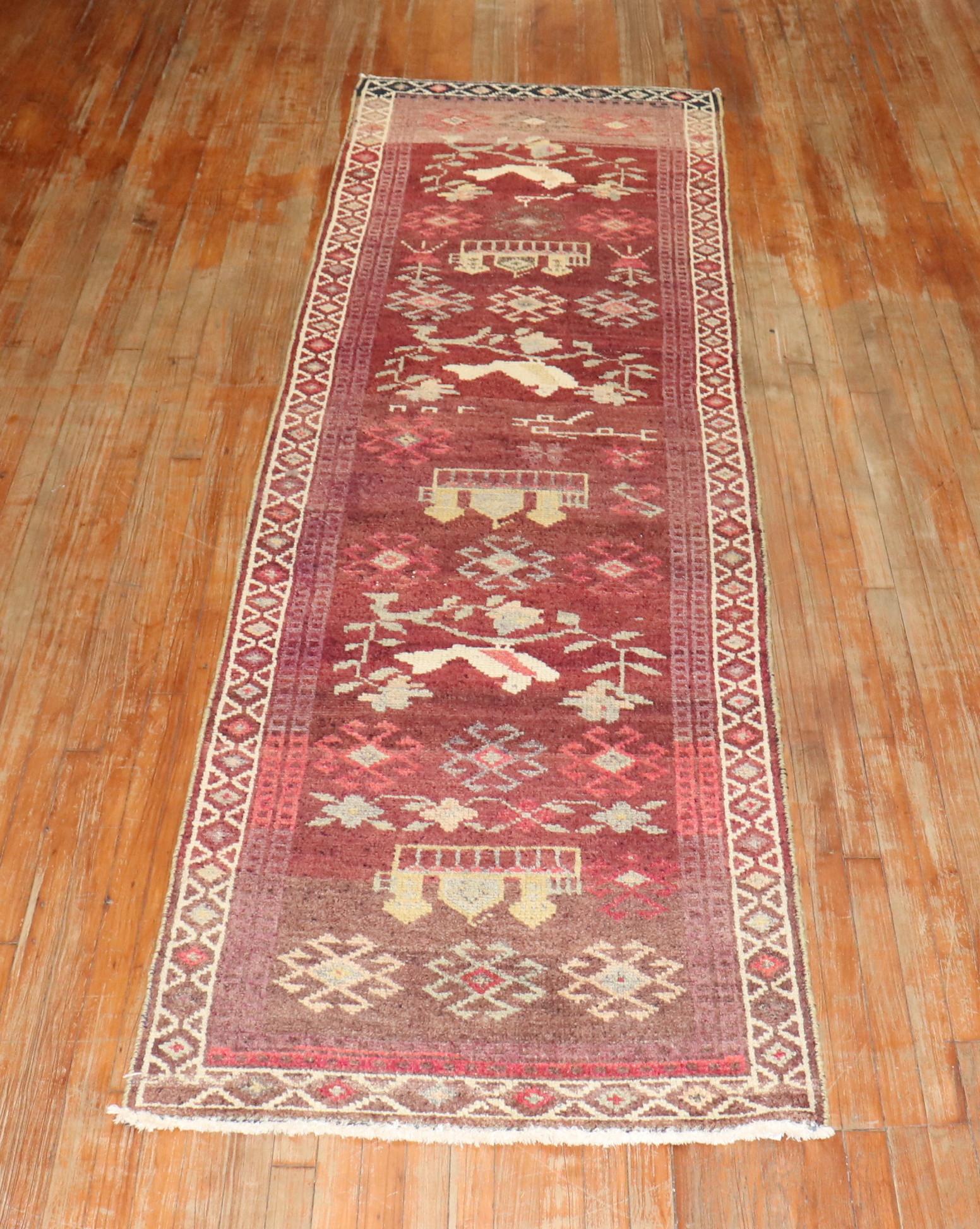 20th Century Pigeon Vintage Turkish Anatolian Runner For Sale