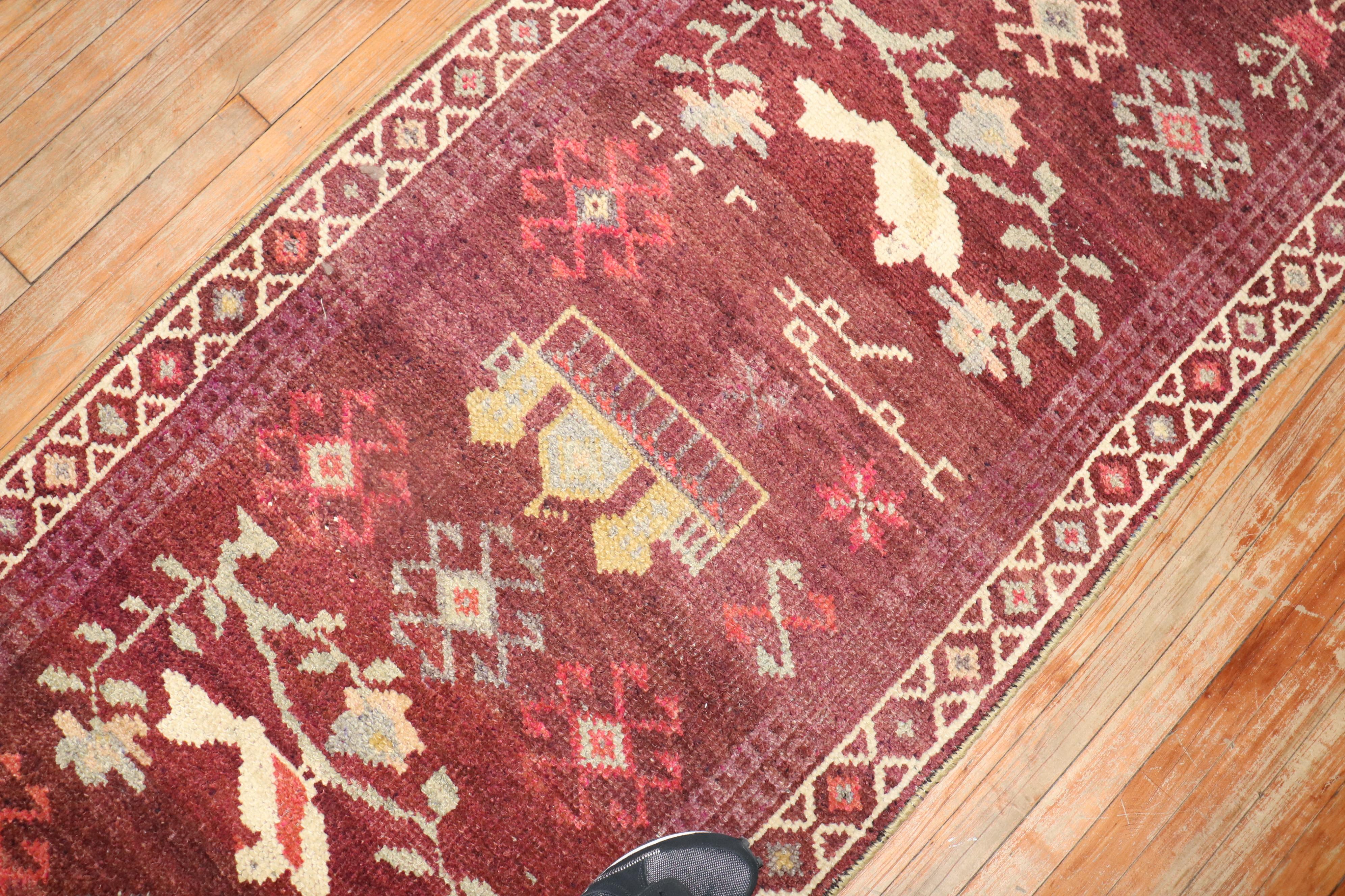 Pigeon Vintage Turkish Anatolian Runner For Sale 2