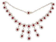 Pigeon's Blood Burmese Ruby and Diamond Necklace/Tiara, circa 1915