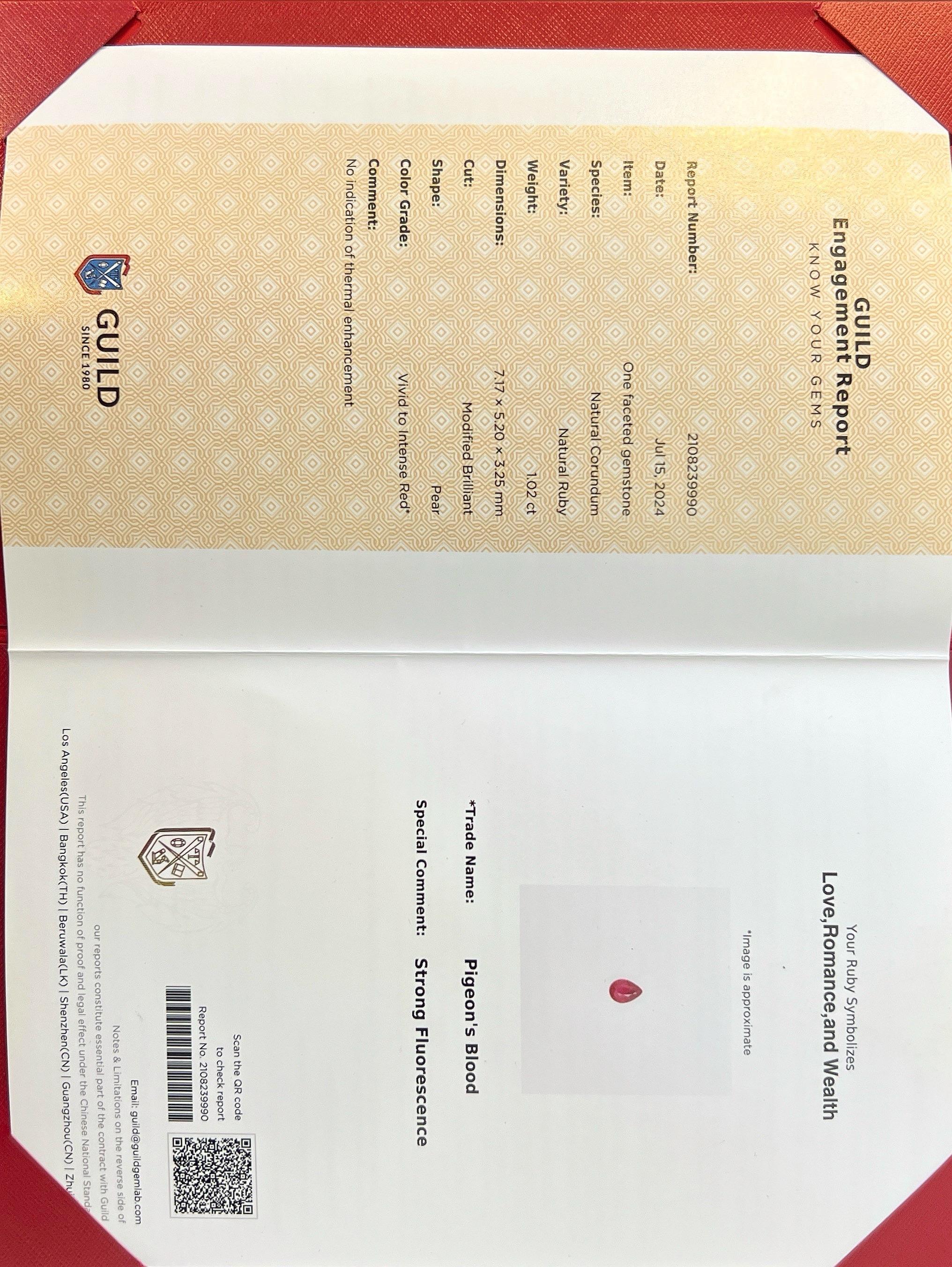 Taubenblut No Heat Rubin Diamant Weißgold Ring im Angebot 5