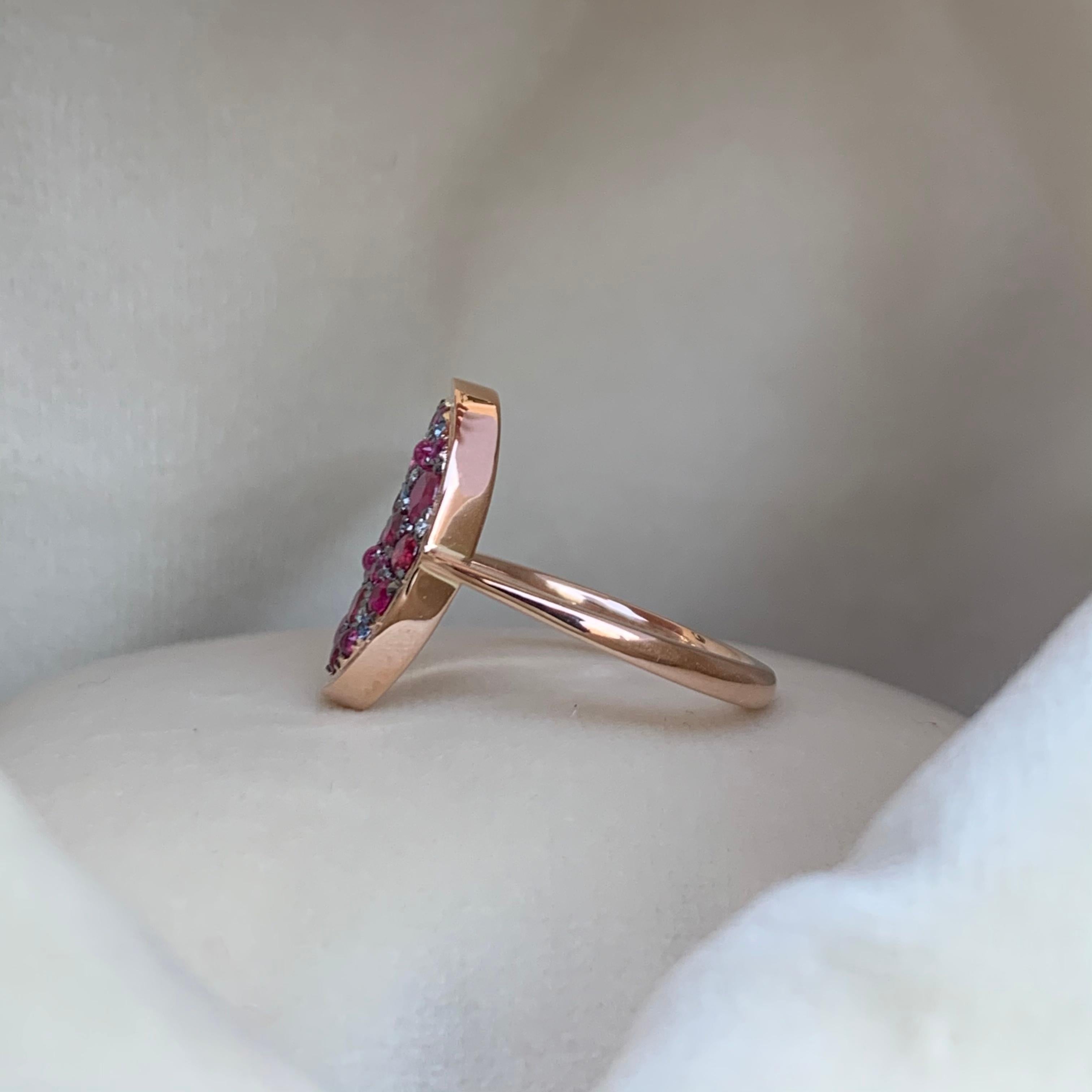 Pigeon's Blood Red Ruby Red Spinel Sapphire White Diamond Mosaic Pave Ring 1