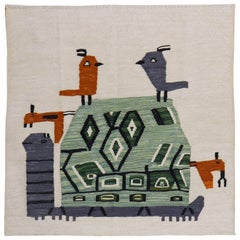 Pigeons on a Turtle Persian Flat-Weave