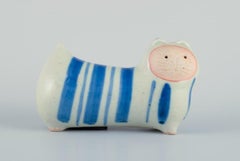 Piggy bank in the shape of a cat. Hand-glazed ceramic. Lisa Larson style.
