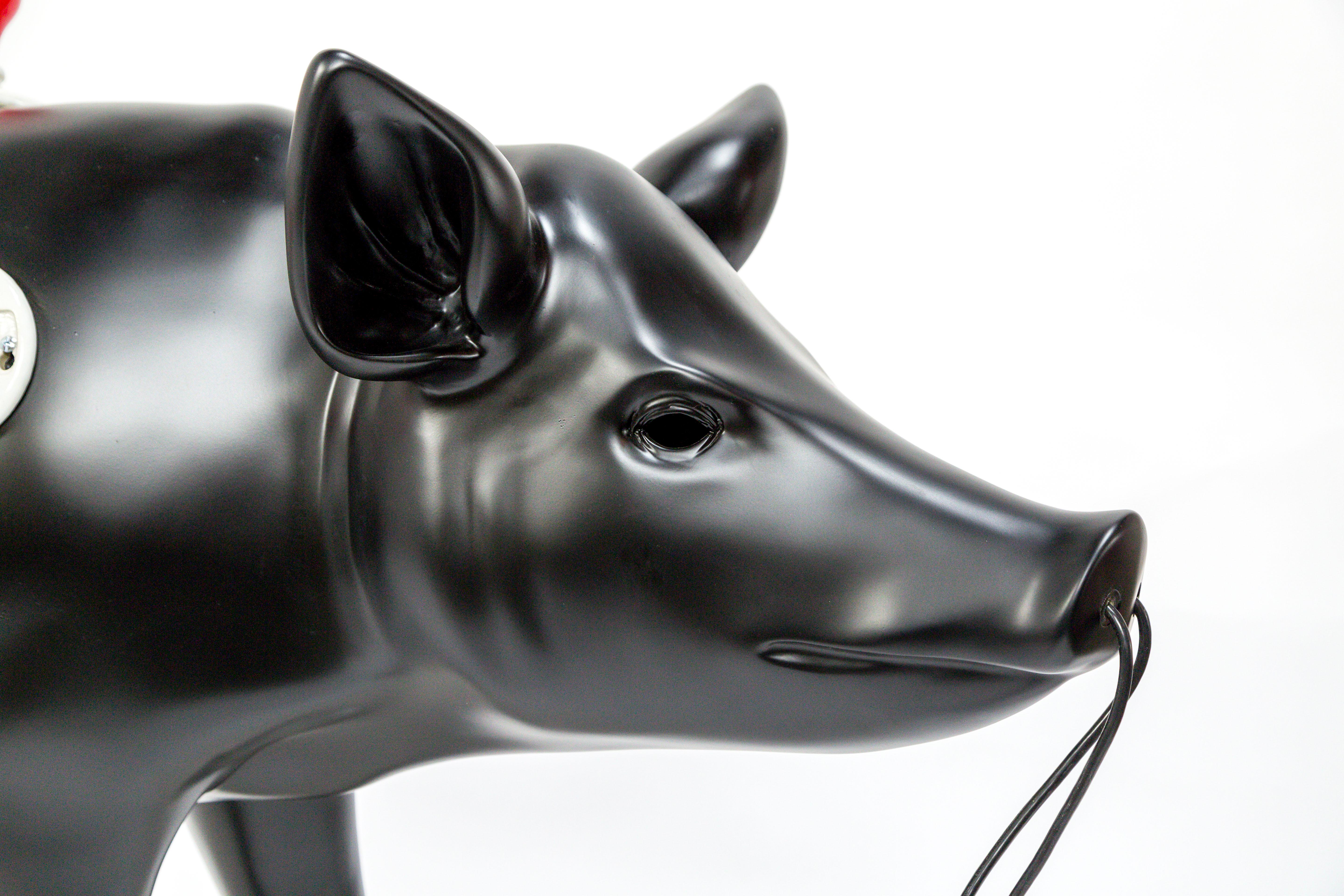 Contemporary Life Sized Black Pig 13-socket Floor Lamp by Artist Charles Linder