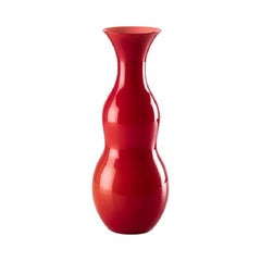 Vaso grande Pigmenti in rosso opalino  Vetro interno bianco latte di Venini