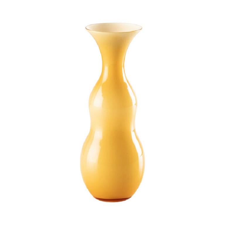 Petit vase Pigmenti en verre opalin et ambre de Venini