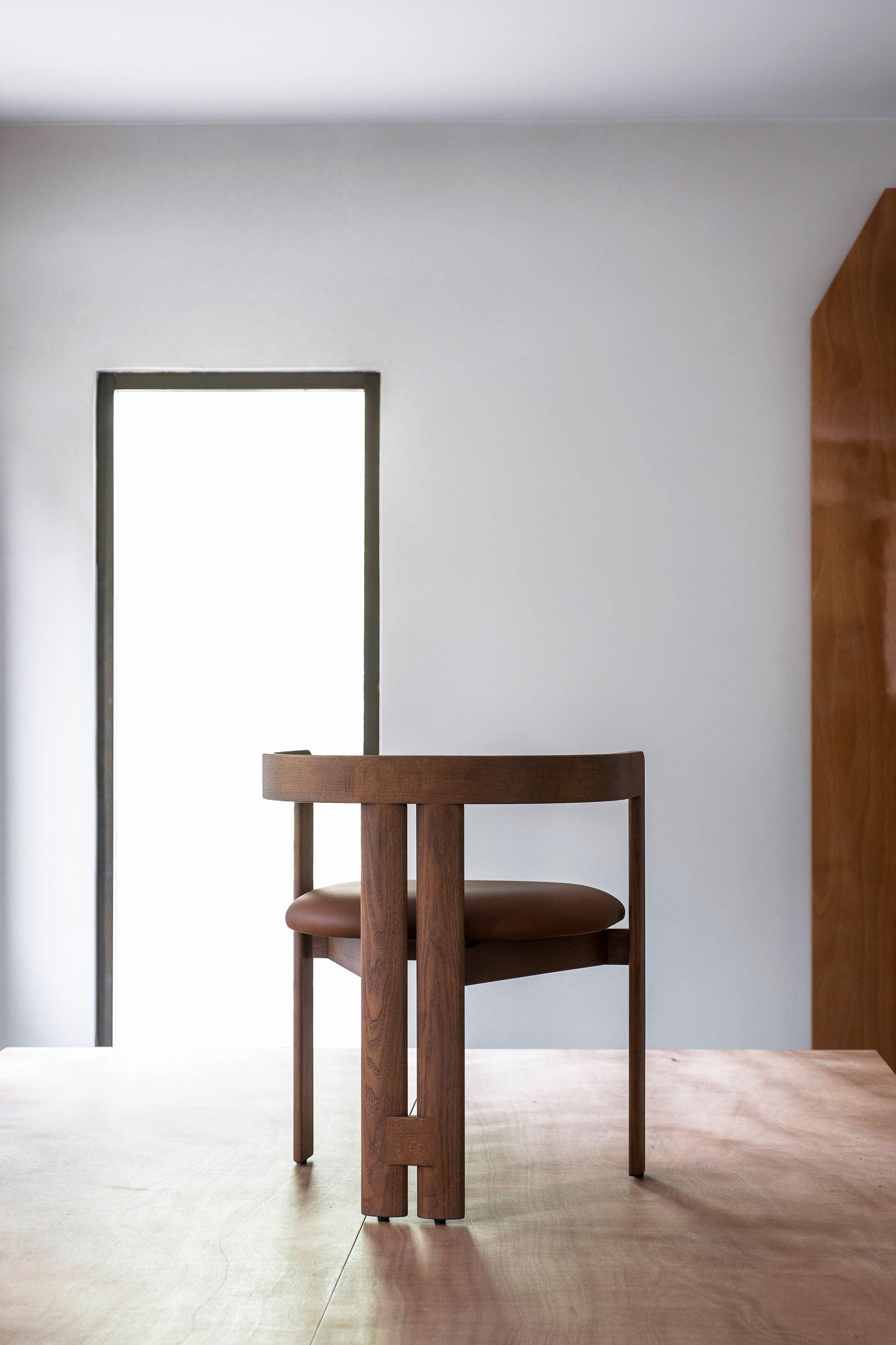 Pigreco - Silla con asiento de cuero de Tobia Scarpa para Tacchini Italian en venta
