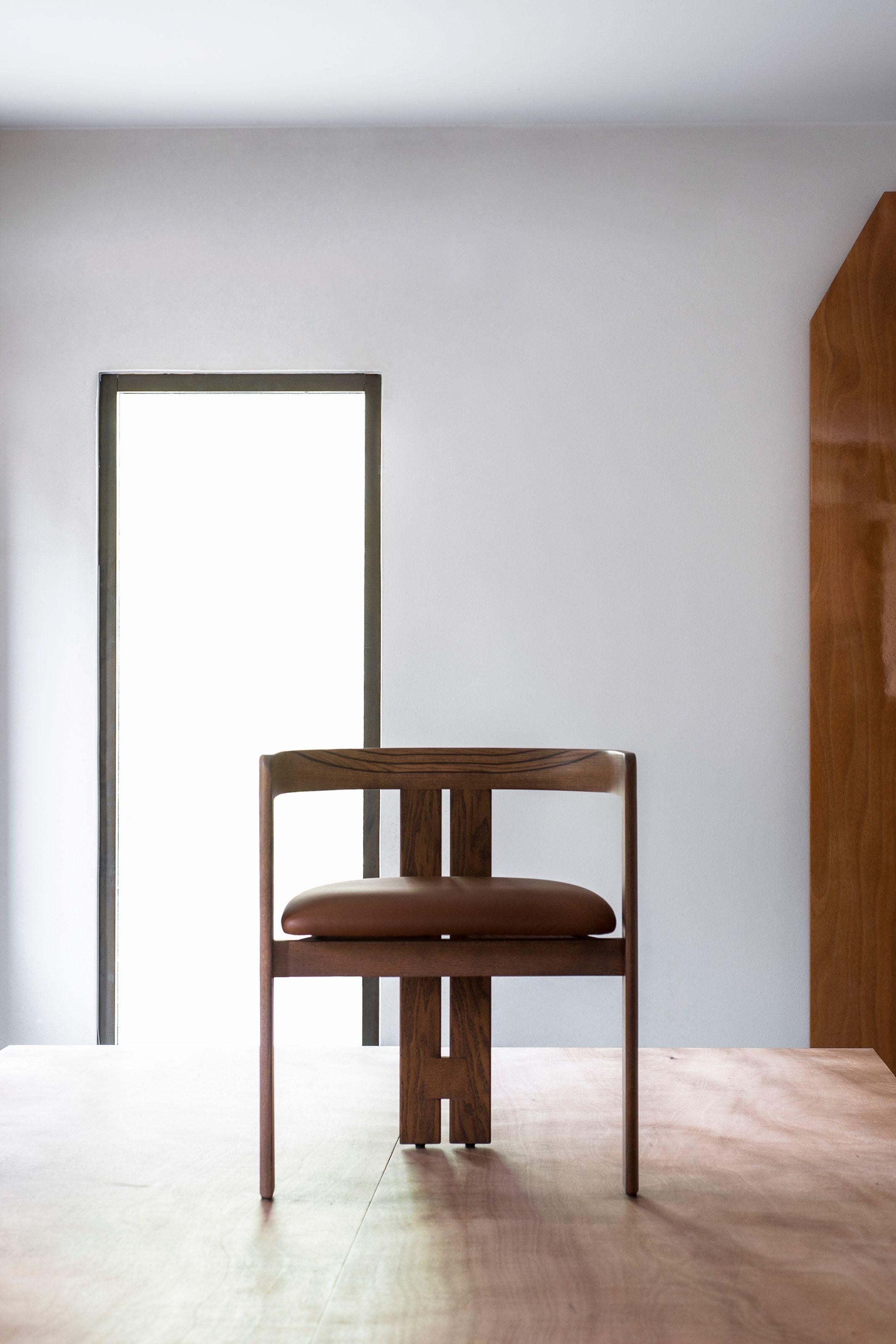 Pigreco - Silla con asiento de cuero de Tobia Scarpa para Tacchini Contemporáneo en venta