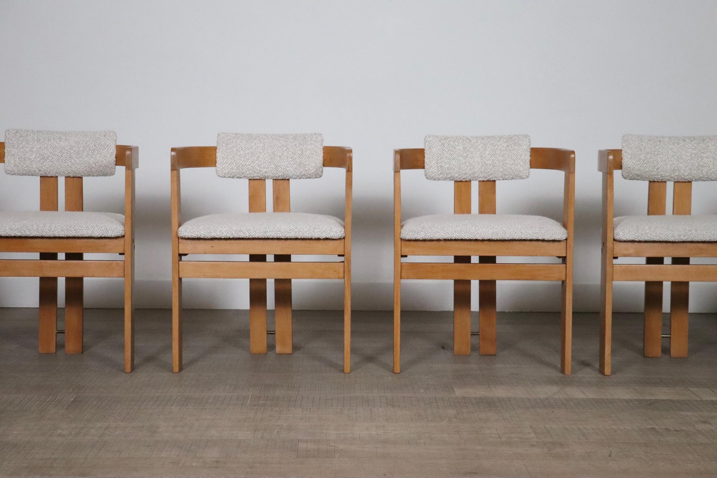 Pigreco-Esszimmerstühle von Afra & Tobia Scarpa mit Bugholzrahmen, Sechser-Set (Bouclé) im Angebot