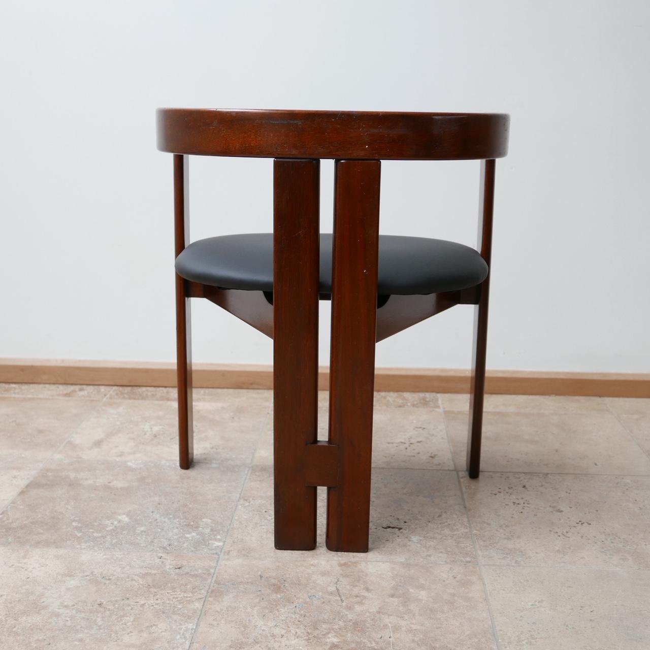 Leather 'Pigreco' Italian Midcentury Dining Chairs Attributed to Tobia Scarpa