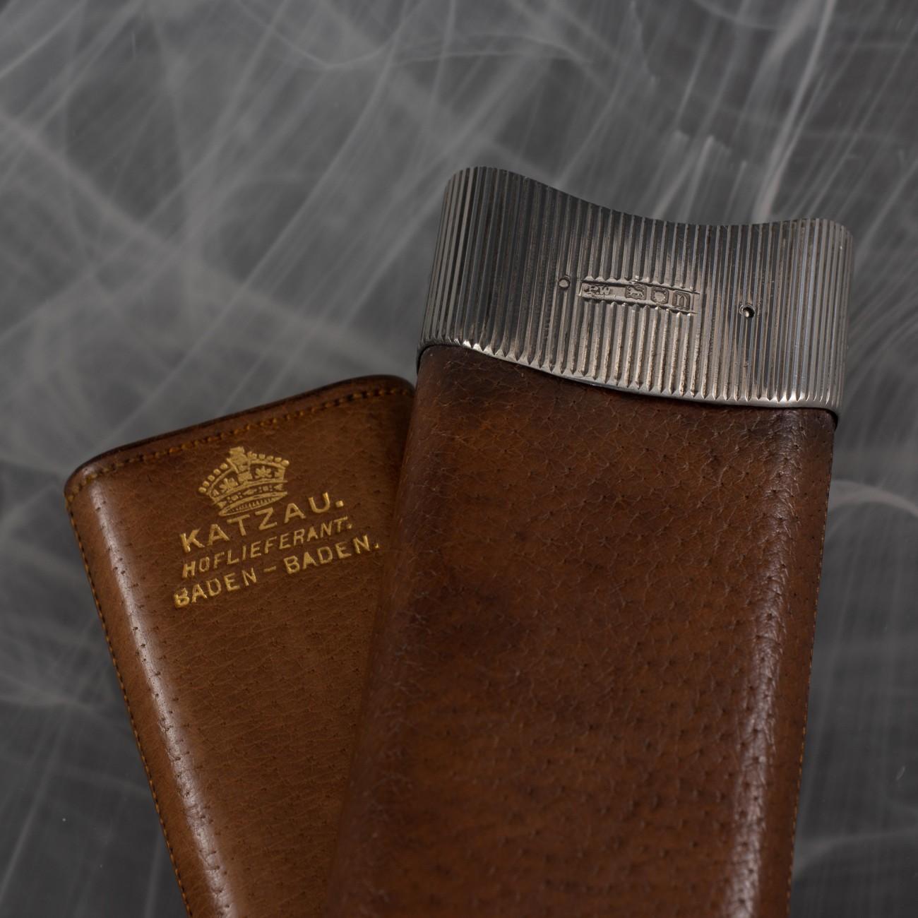 Pigskin Cigar Case with Sterling Silver Collar, Hallmarked London, 1908 2