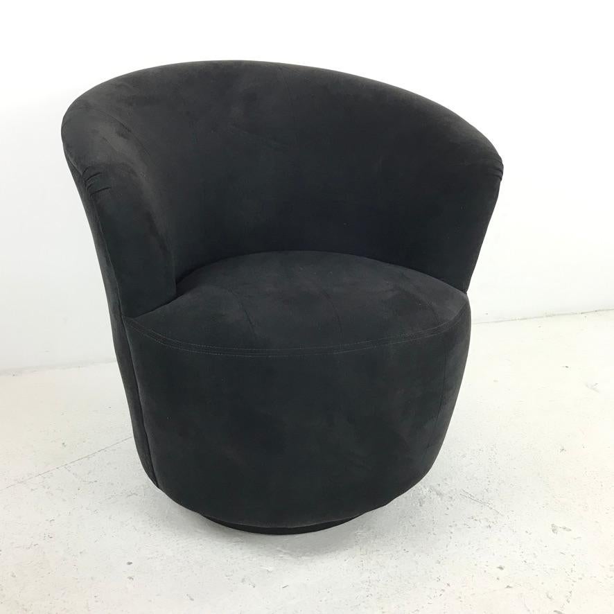 Modern Pigskin Suede Swivel Chair by Century